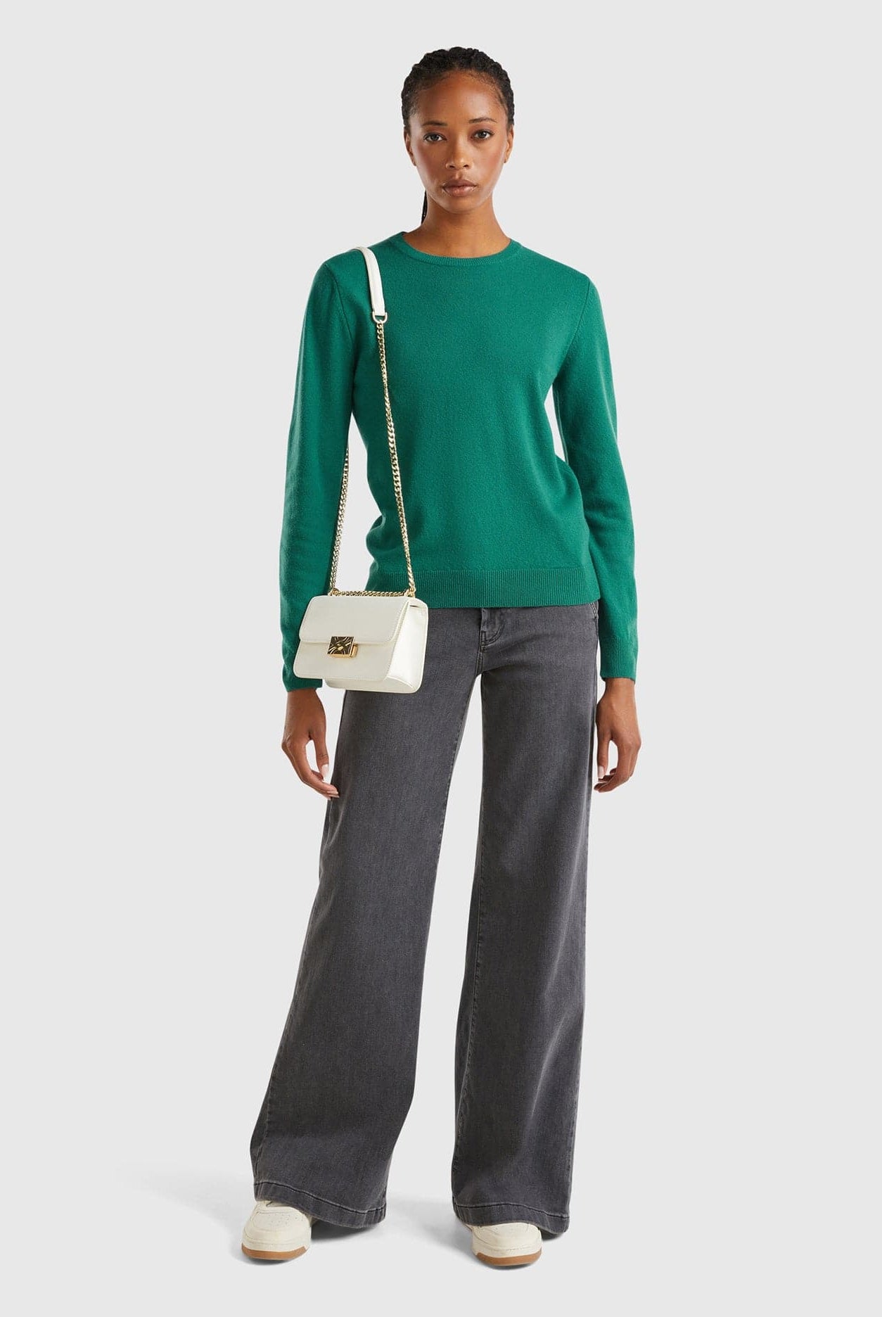 يونايتد كولورز اوف بينيتون بلوفر نسائي طويلة الأكمام بياقه دائريه