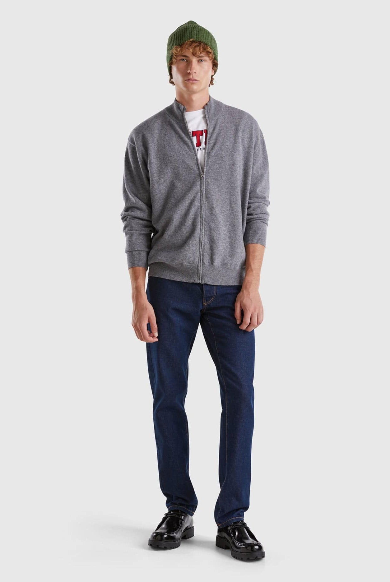 يونايتد كولورز اوف بينيتون سترة رجالية بأكمام طويلة وسحاب