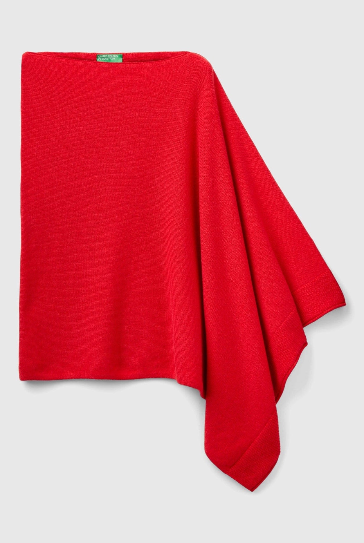 يونايتد كولورز اوف بينيتون بونشو نسائي دافئ من خيط مزيج الصوف والفيكوز وكشمير ياقة مدببة من الأمام