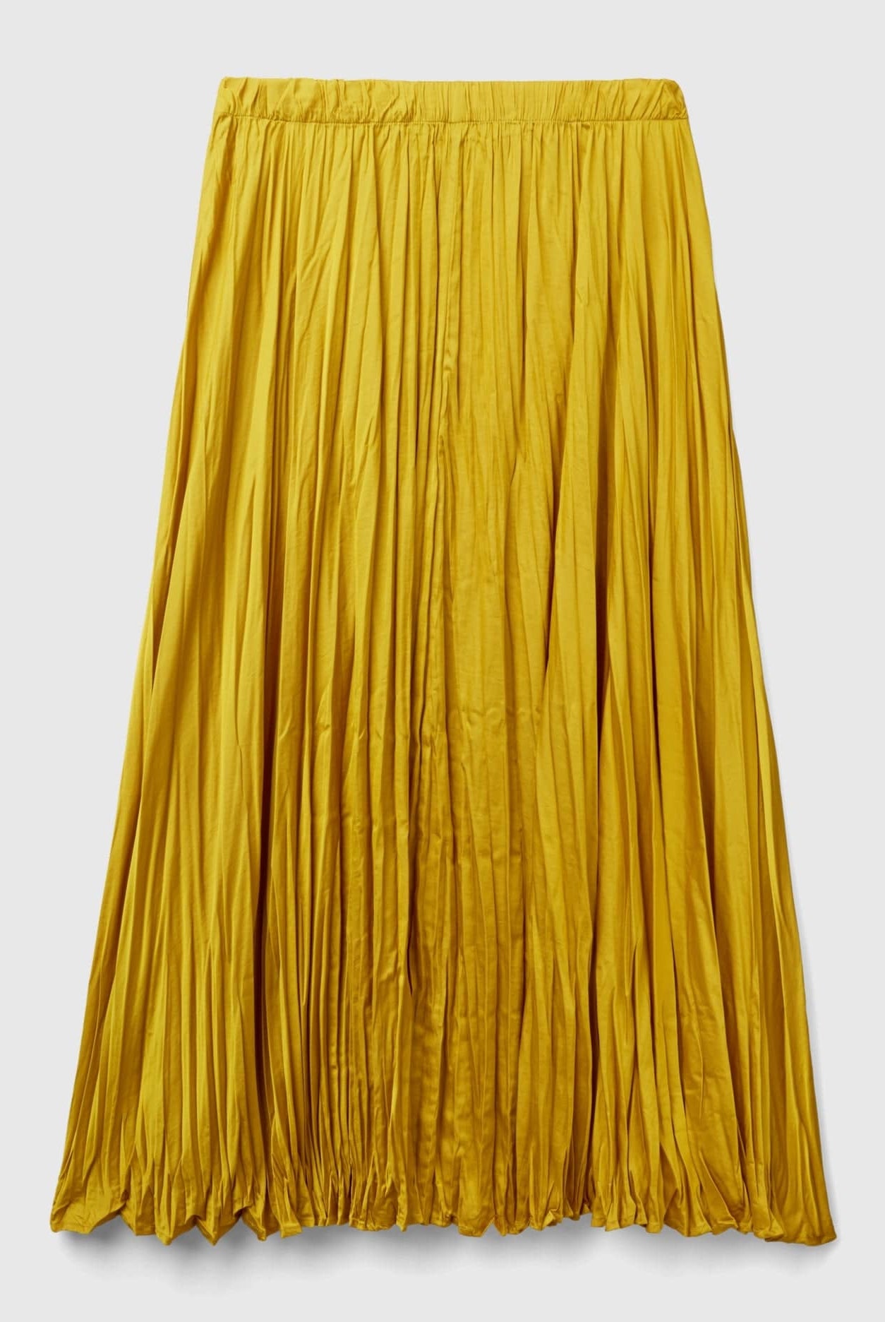 يونايتد كولورز اوف بينيتون تنورة نسائية طويلة مطوية بمظهر ساتان مجعد