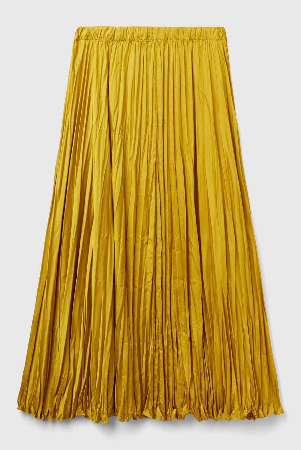 يونايتد كولورز اوف بينيتون تنورة نسائية طويلة مطوية بمظهر ساتان مجعد