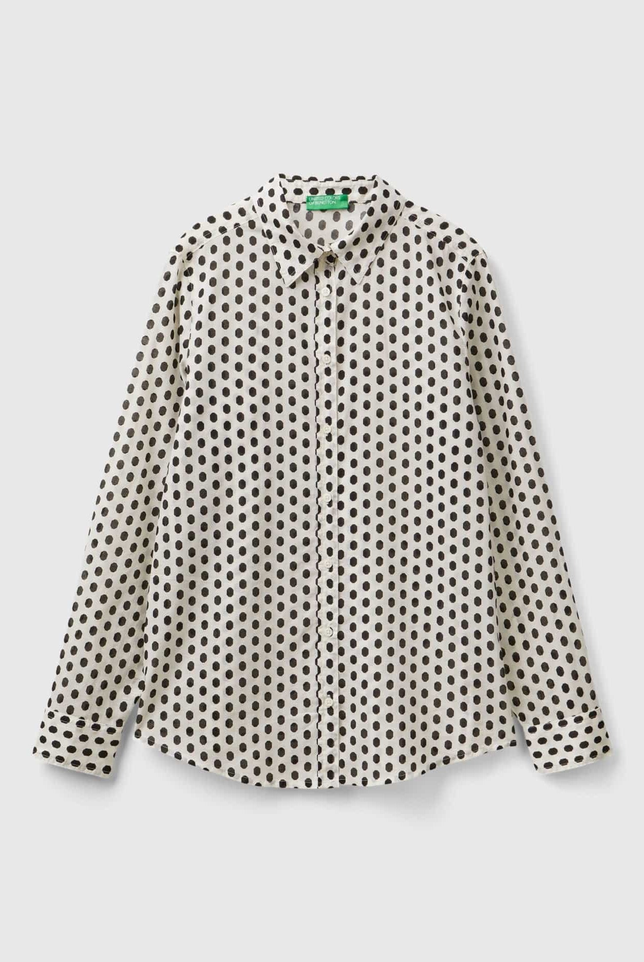 يونايتد كولورز اوف بينيتون قميص نسائي مزخرف كم طويل