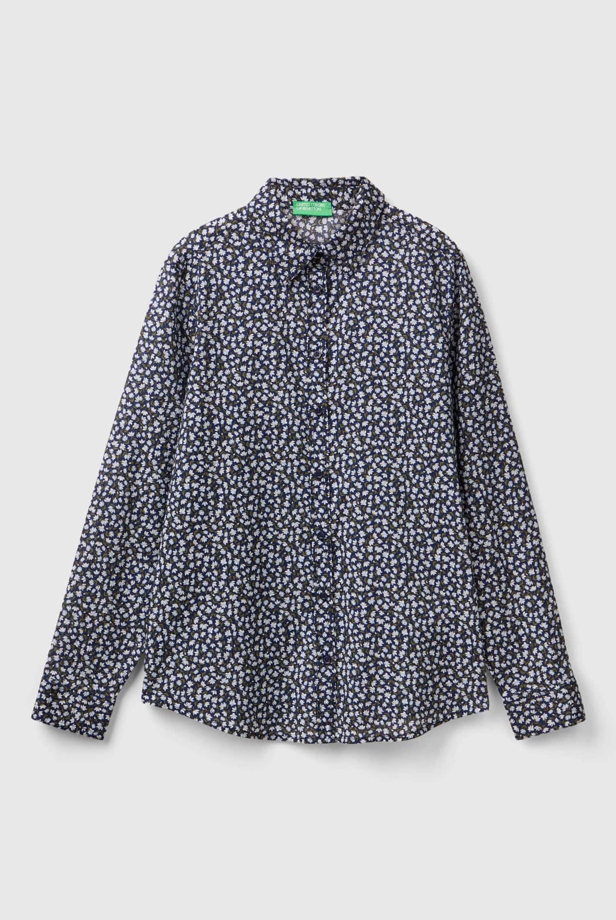 يونايتد كولورز اوف بينيتون قميص نسائي مزخرف كم طويل