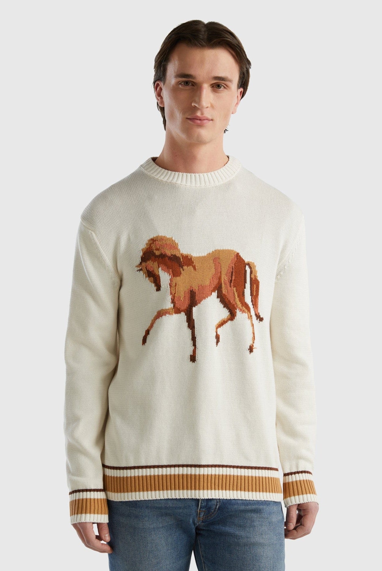 يونايتد كولورز اوف بينيتون بلوفر برسمة حصان كم طويل رجالي