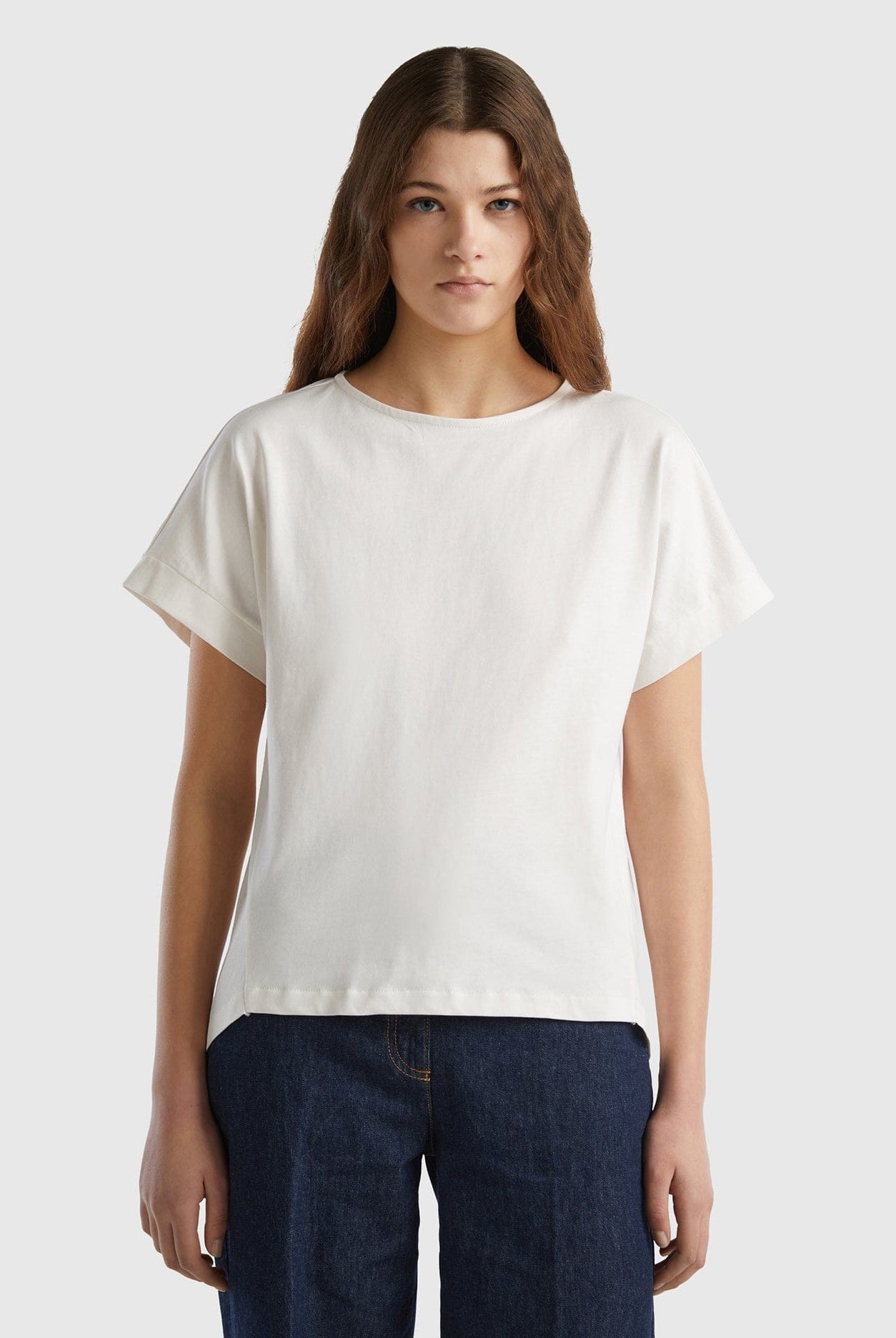 يونايتد كولورز اوف بينيتون تي شيرت سادة نص كم نسائي