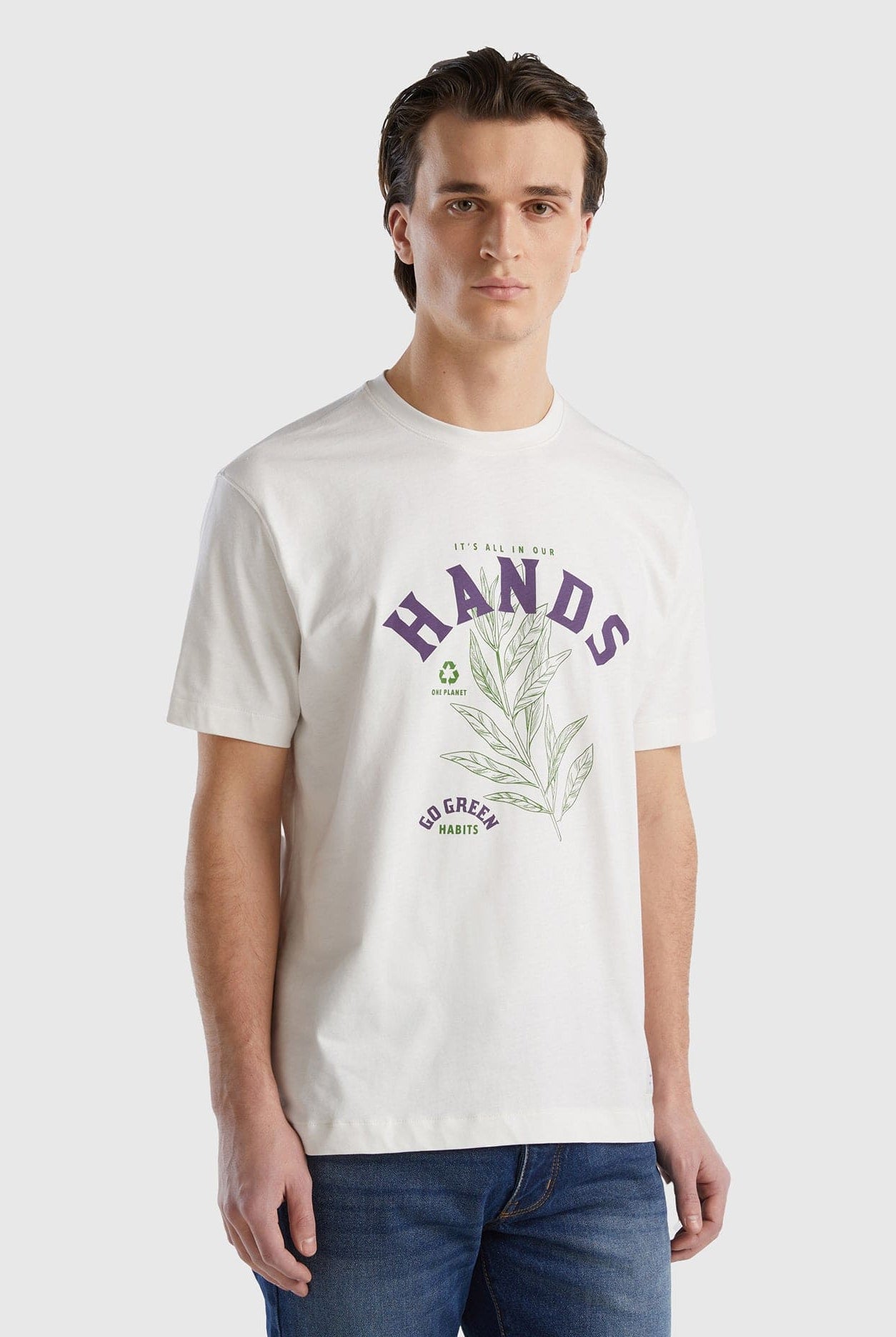 يونايتد كولورز اوف بينيتون تيشيرت من القطن العضوي النقي رجالي