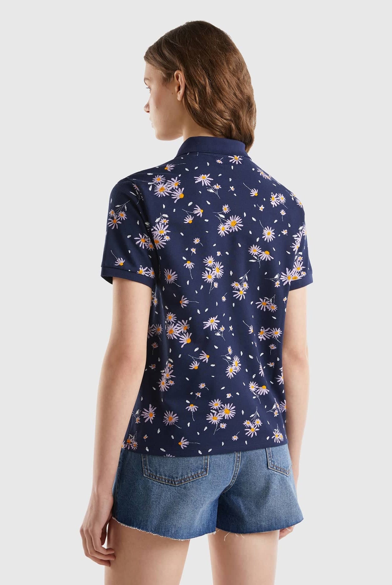 يونايتد كولورز اوف بينيتون تيشيرت بولو قطن مطاطي بتطريز لوجو على الصدر