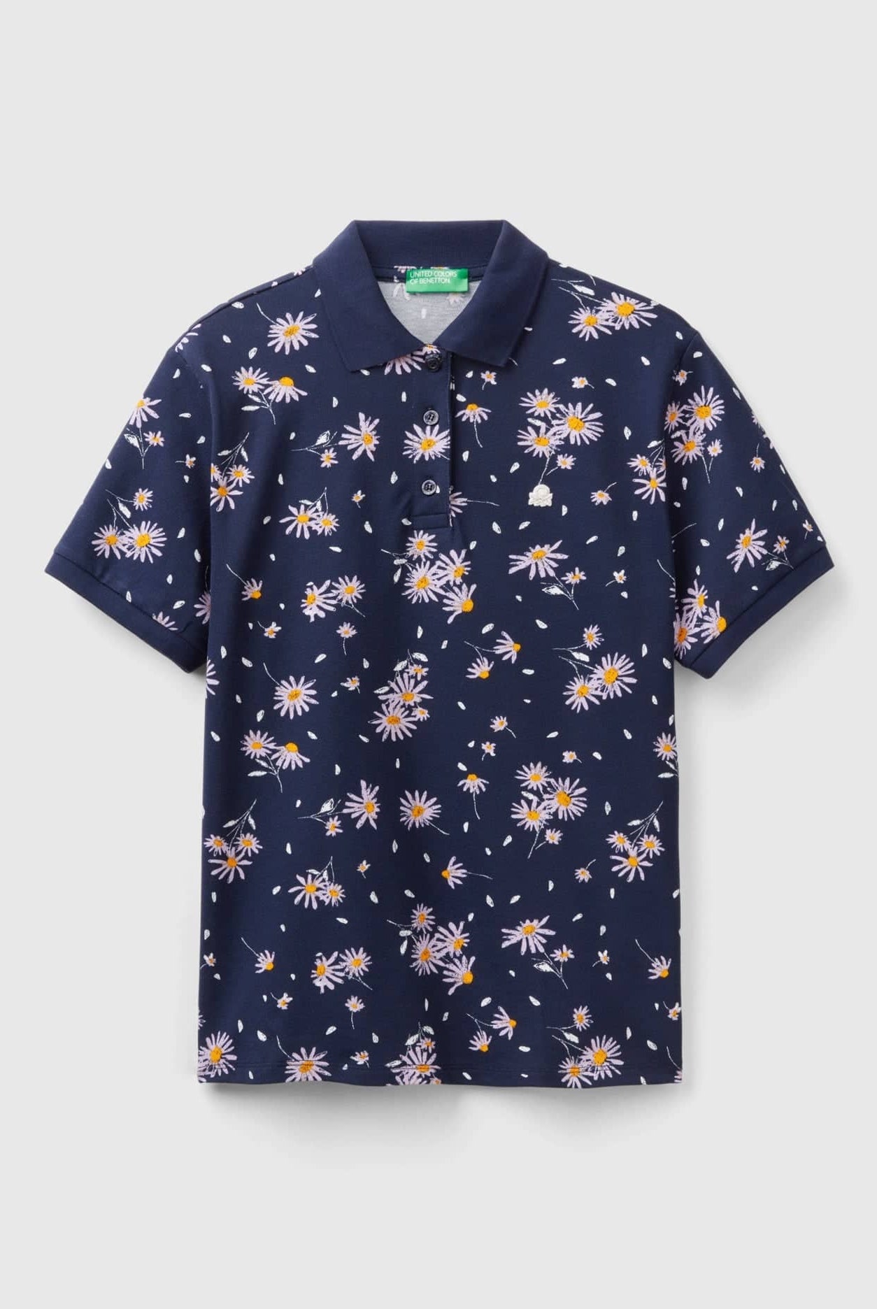 يونايتد كولورز اوف بينيتون تيشيرت بولو قطن مطاطي بتطريز لوجو على الصدر