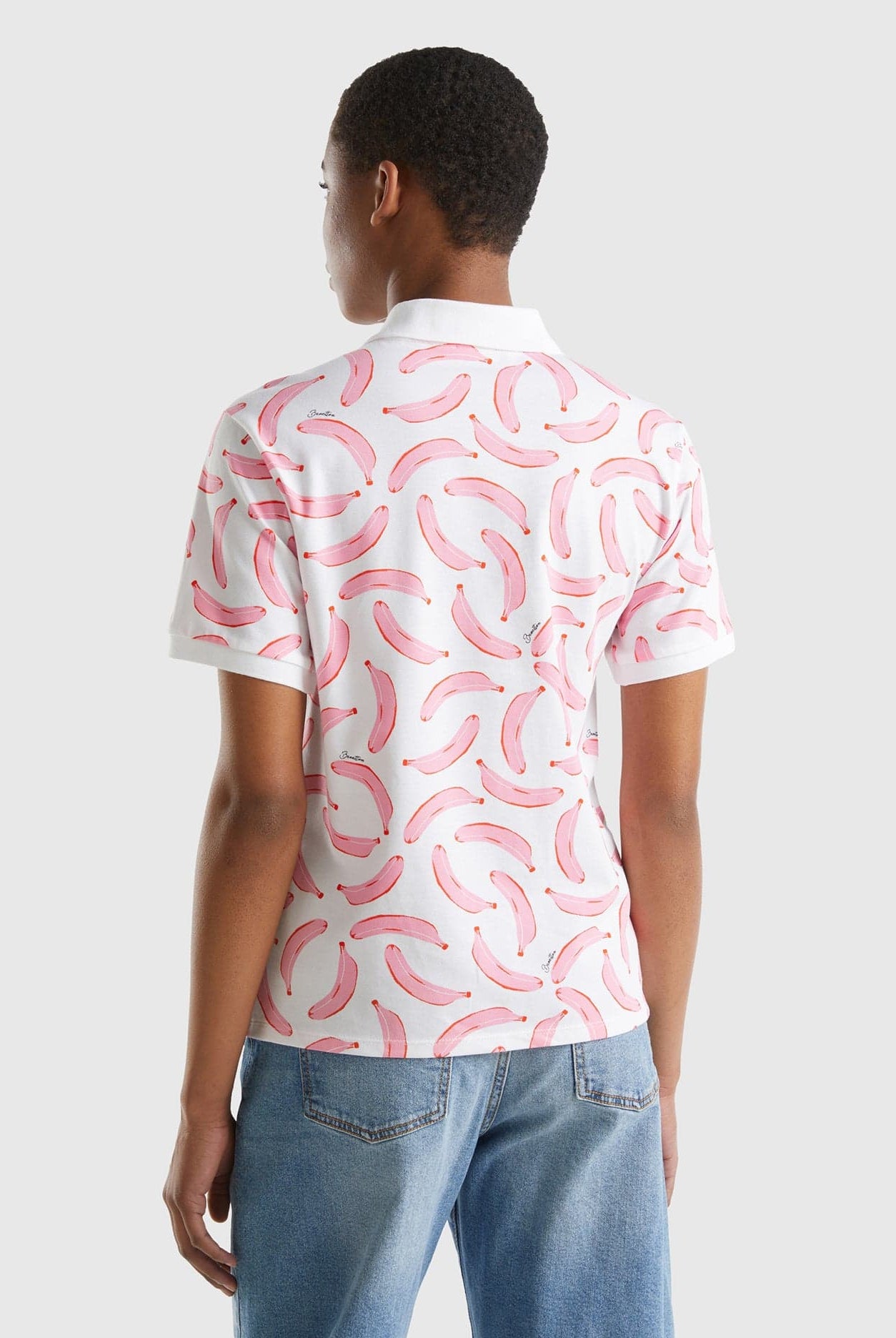 يونايتد كولورز اوف بينيتون تيشيرت بولو قطن مطاطي بتطريز لوجو على الصدر