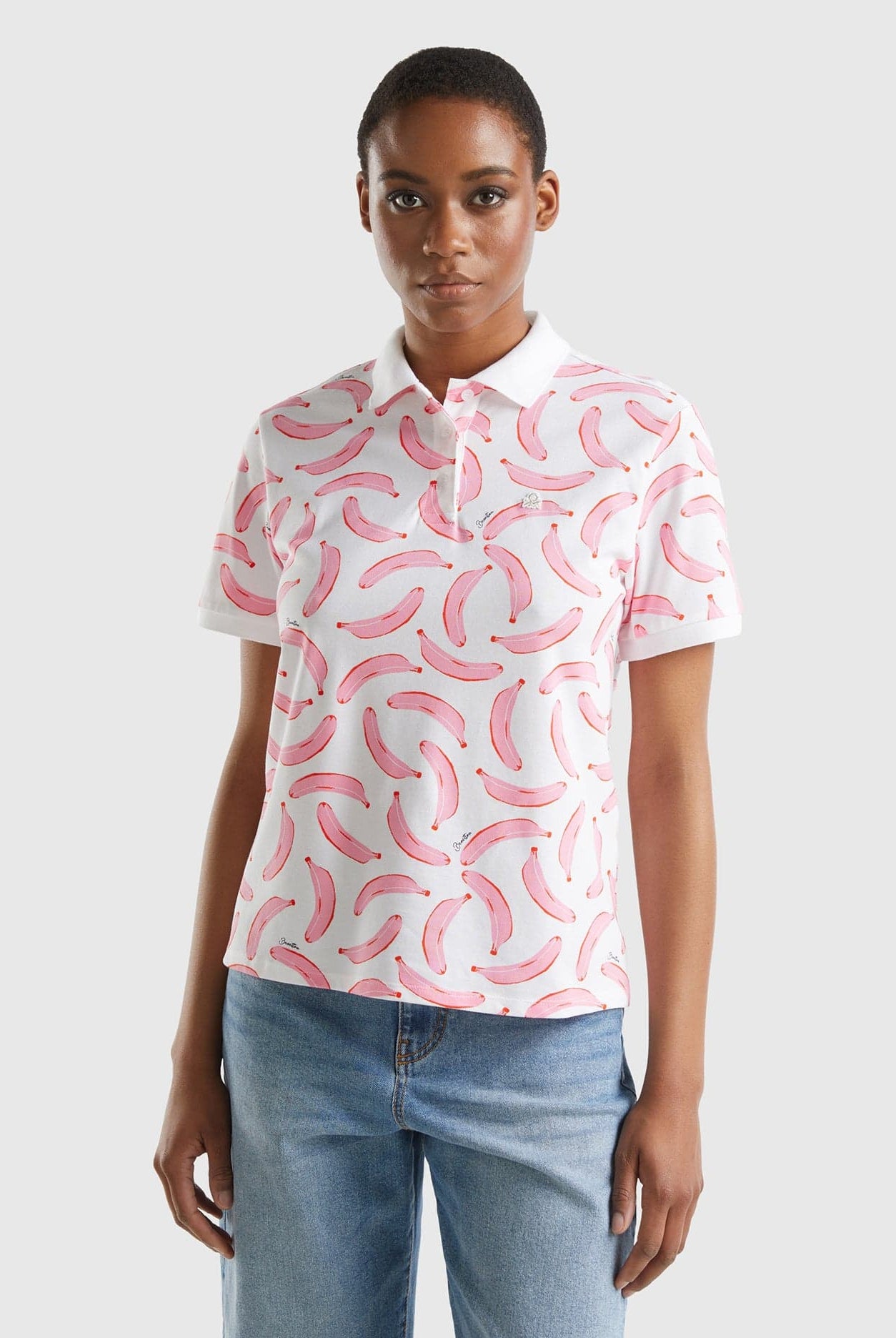 يونايتد كولورز اوف بينيتون تيشيرت بولو قطن مطاطي بتطريز لوجو على الصدر