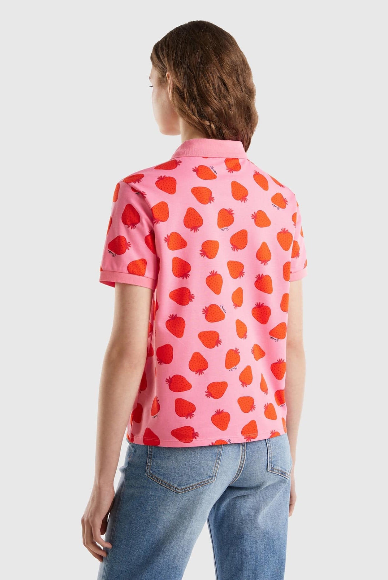 يونايتد كولورز اوف بينيتون تيشيرت بولو قطن مطاطي بتطريز لوجو على الصدر