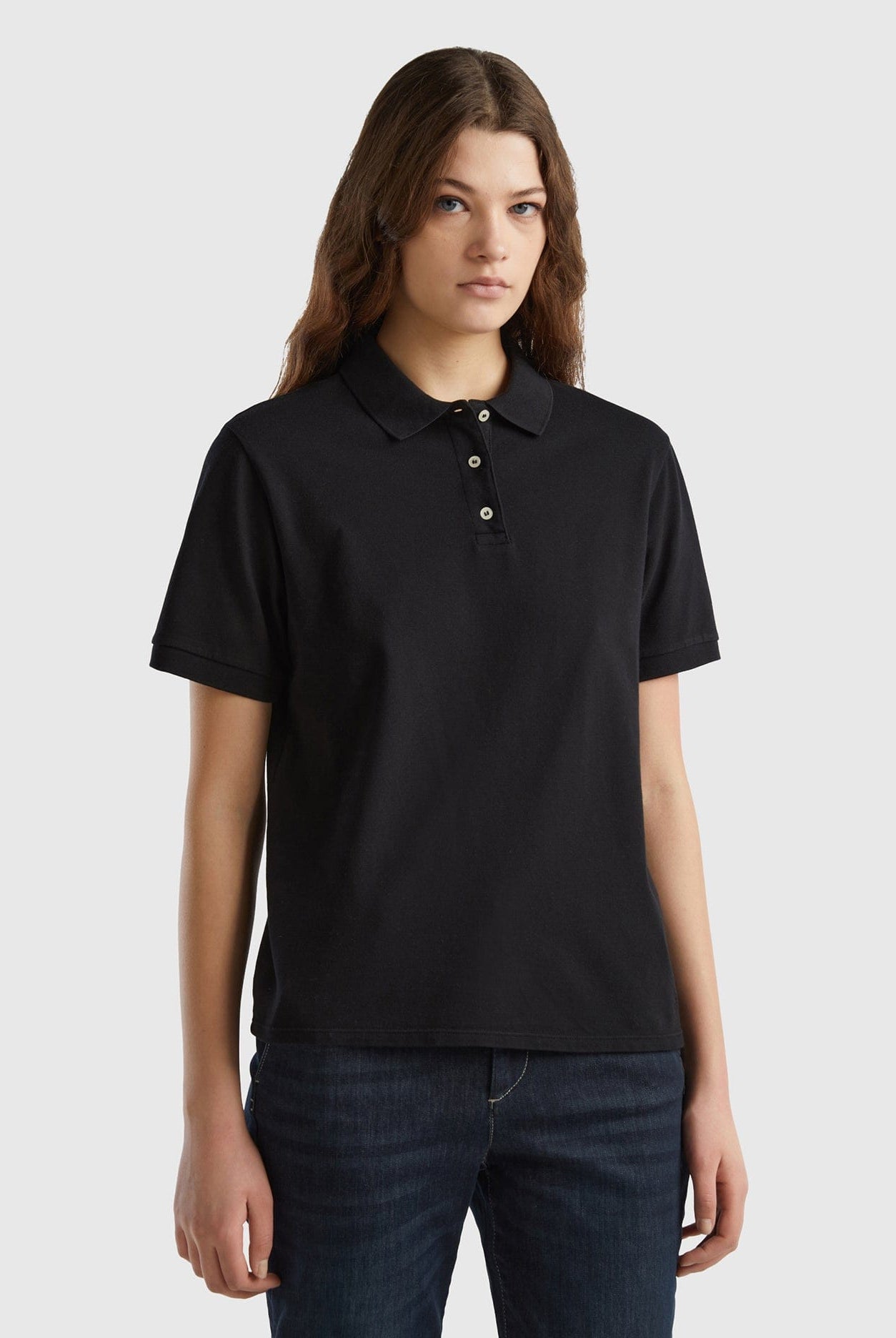 يونايتد كولورز اوف بينيتون تيشيرت بولو نسائي من القطن المطاطي