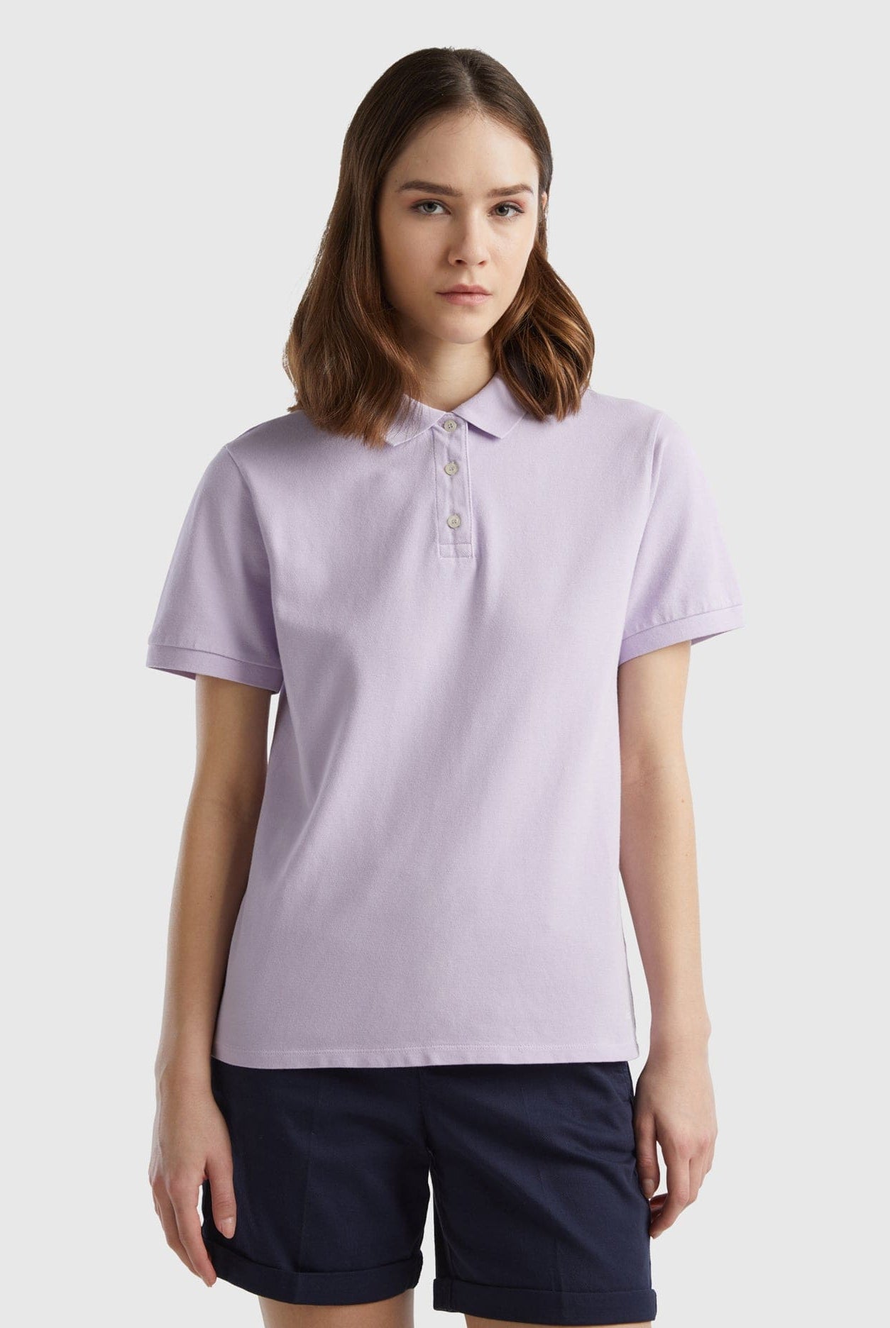 يونايتد كولورز اوف بينيتون تيشيرت بولو نسائي من القطن المطاطي