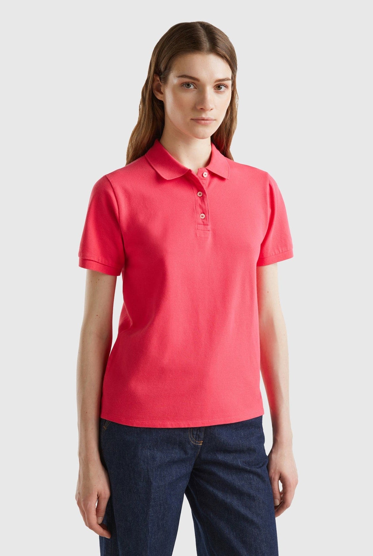 يونايتد كولورز اوف بينيتون تيشيرت بولو نسائي من القطن المطاطي