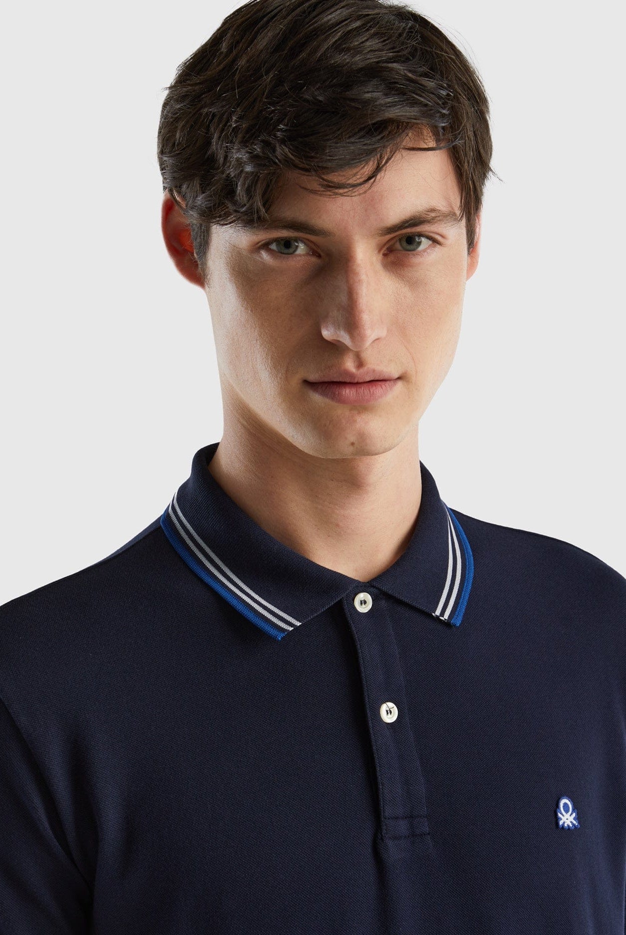 يونايتد كولورز اوف بينيتون تيشيرت بولو شبابي قطن مطاطي بأكمام قصيرة