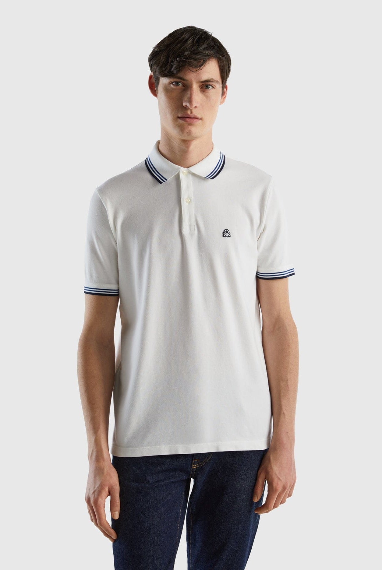 يونايتد كولورز اوف بينيتون تيشيرت بولو شبابي قطن مطاطي بأكمام قصيرة