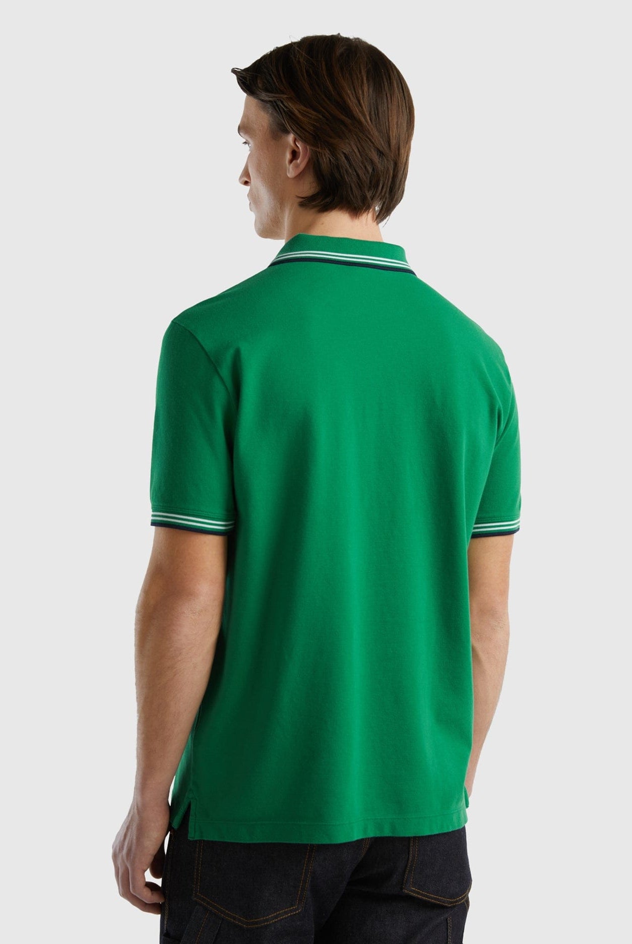 يونايتد كولورز اوف بينيتون تيشيرت بولو شبابي قطن مطاطي بأكمام قصيرة