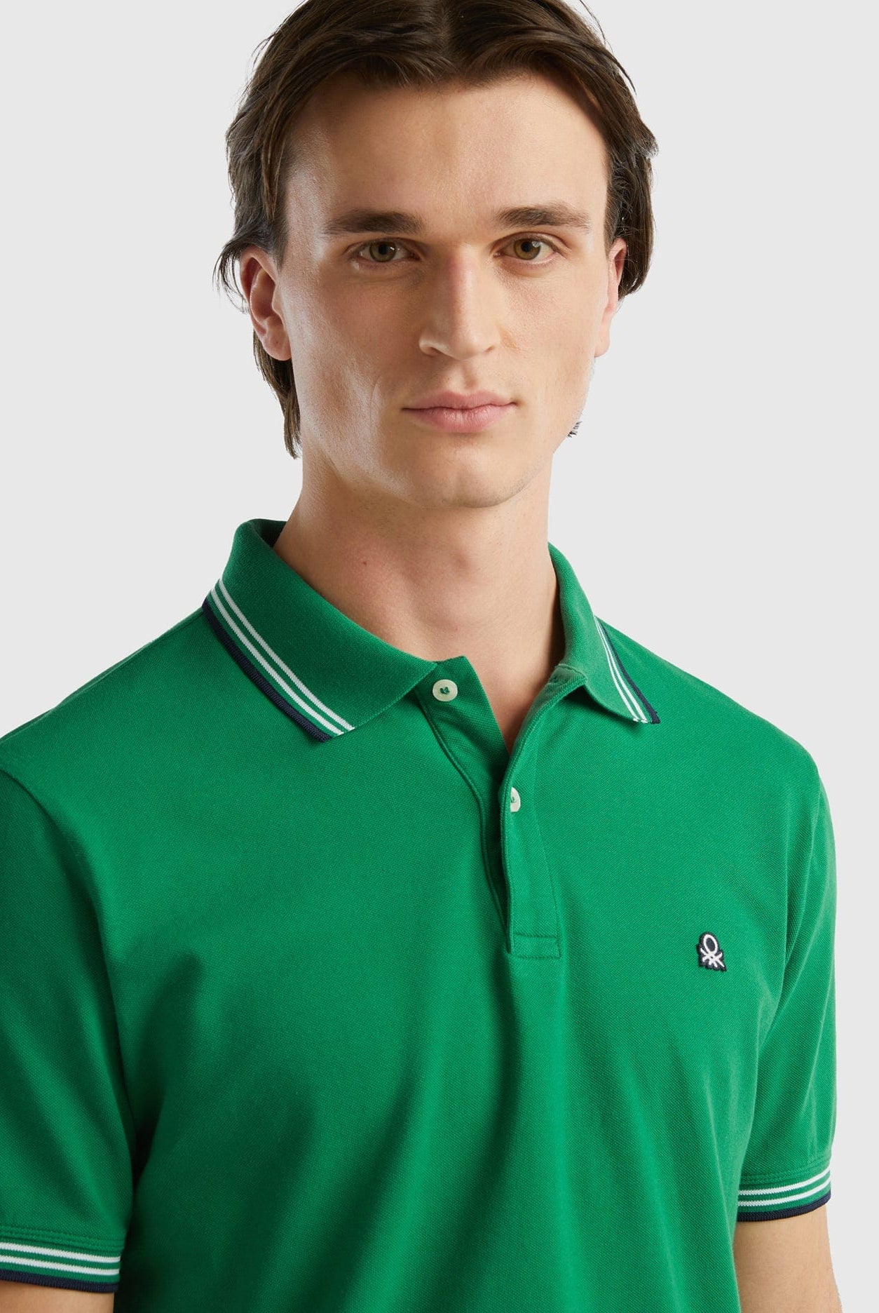 يونايتد كولورز اوف بينيتون تيشيرت بولو شبابي قطن مطاطي بأكمام قصيرة