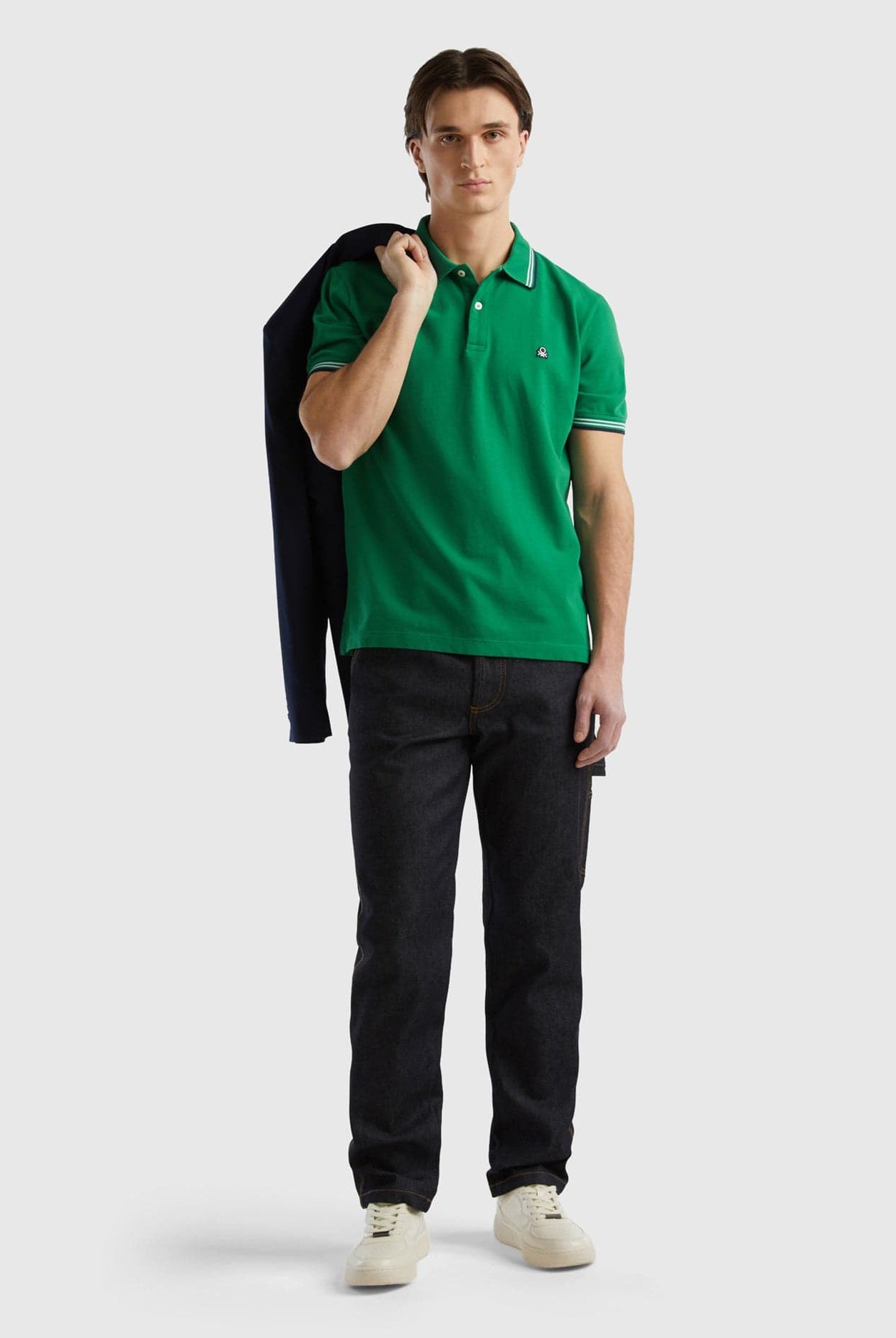 يونايتد كولورز اوف بينيتون تيشيرت بولو شبابي قطن مطاطي بأكمام قصيرة