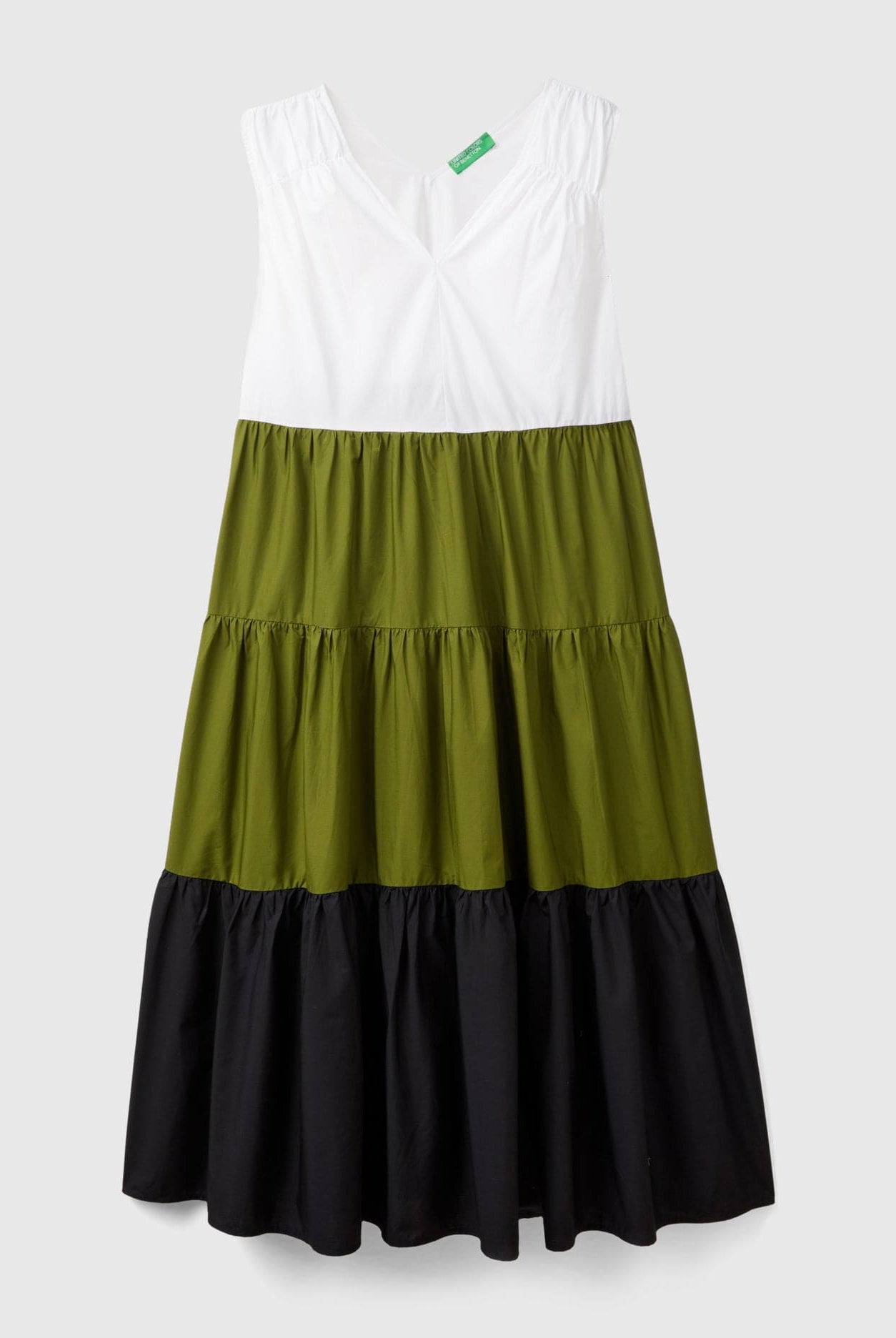 يونايتد كولورز اوف بينيتون فستان نسائي ميدي بدون اكمام ورقبة شكل v