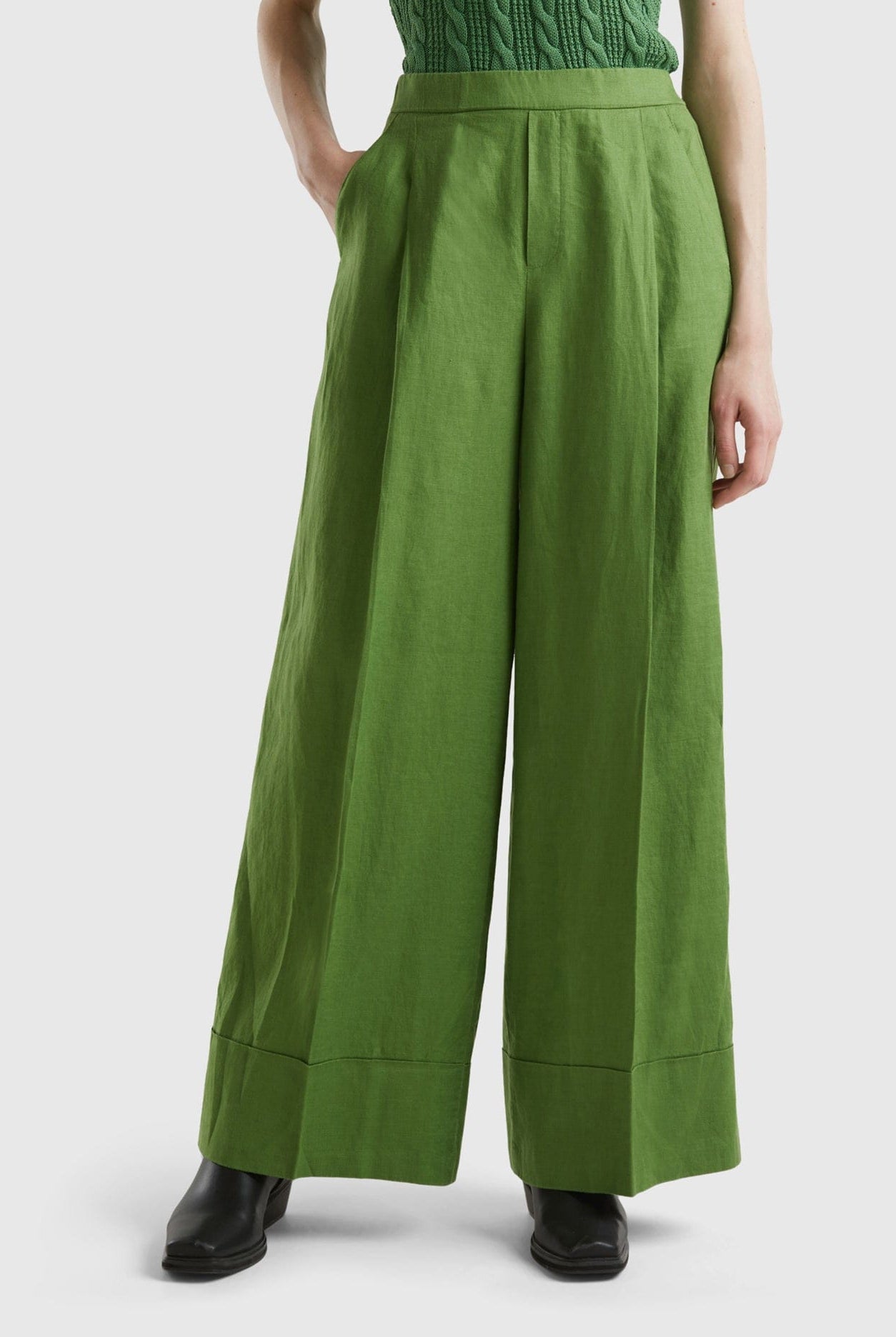 يونايتد كولورز اوف بينيتون بنطلون بالازو كتان خالص 100%