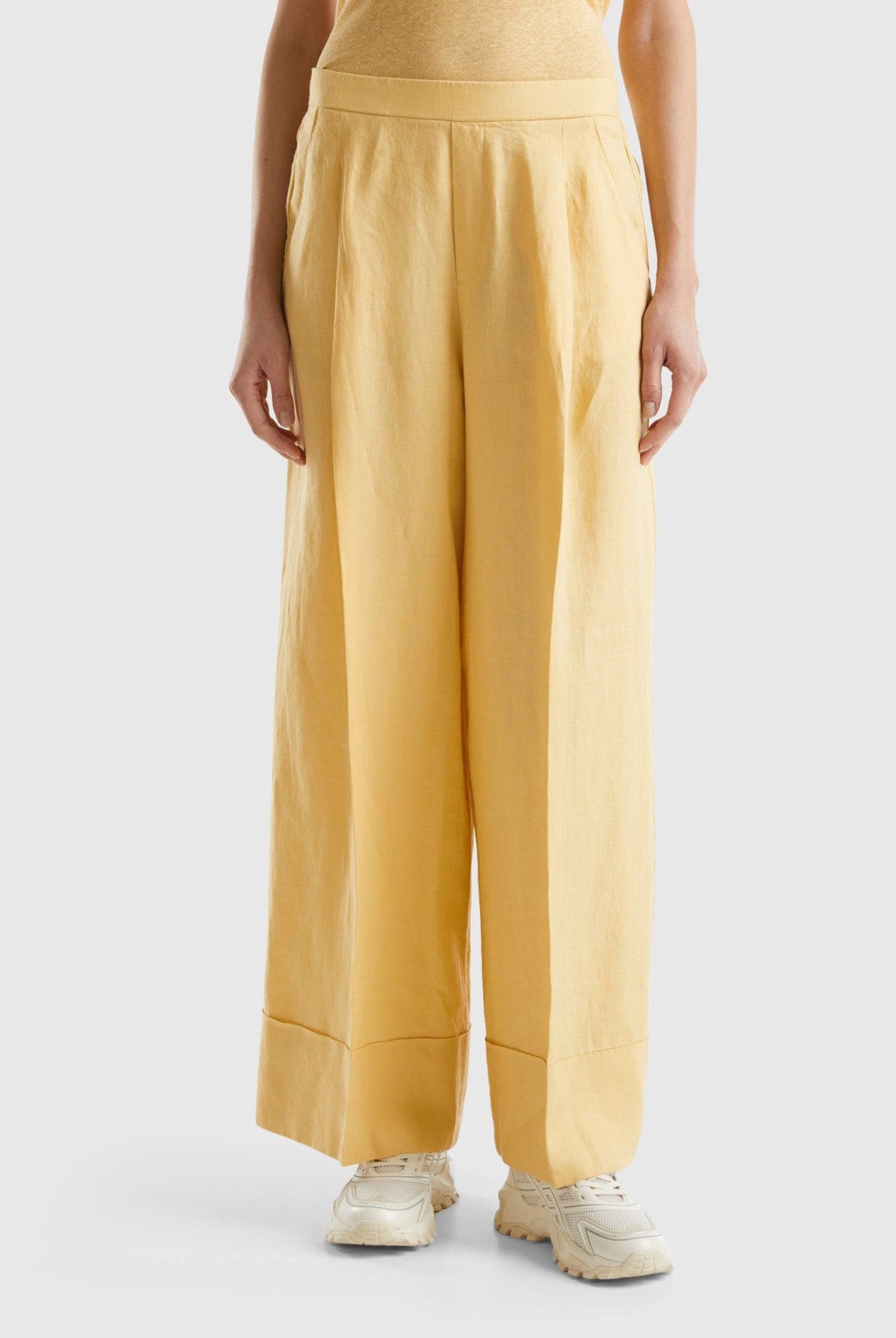 يونايتد كولورز اوف بينيتون بنطلون بالازو كتان خالص 100%