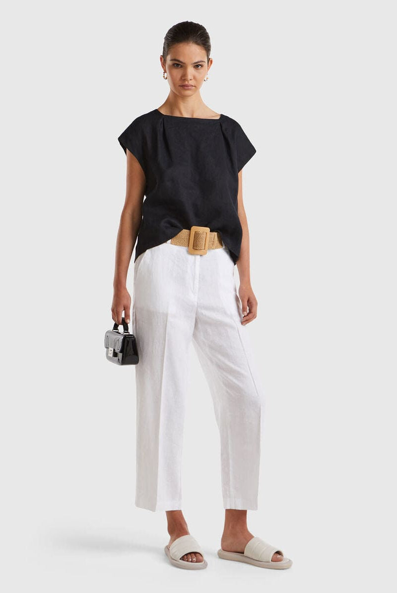 يونايتد كولورز اوف بينيتون بنطلون كلاسيك نسائي واسع وبجيوب جانبيه