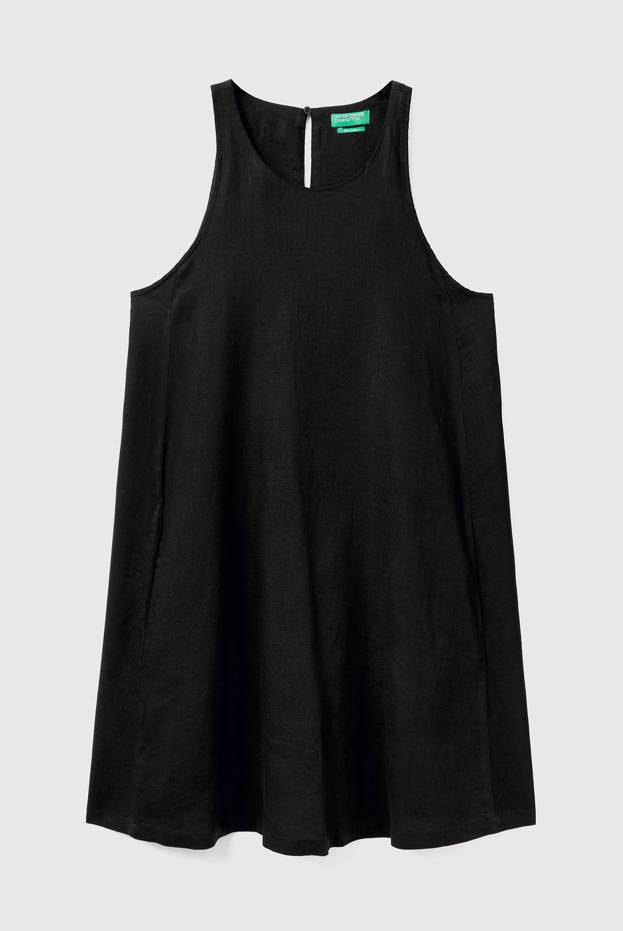 يونايتد كولورز اوف بينيتون فستان قصير نسائي بدون أكمام من الكتان الخالص