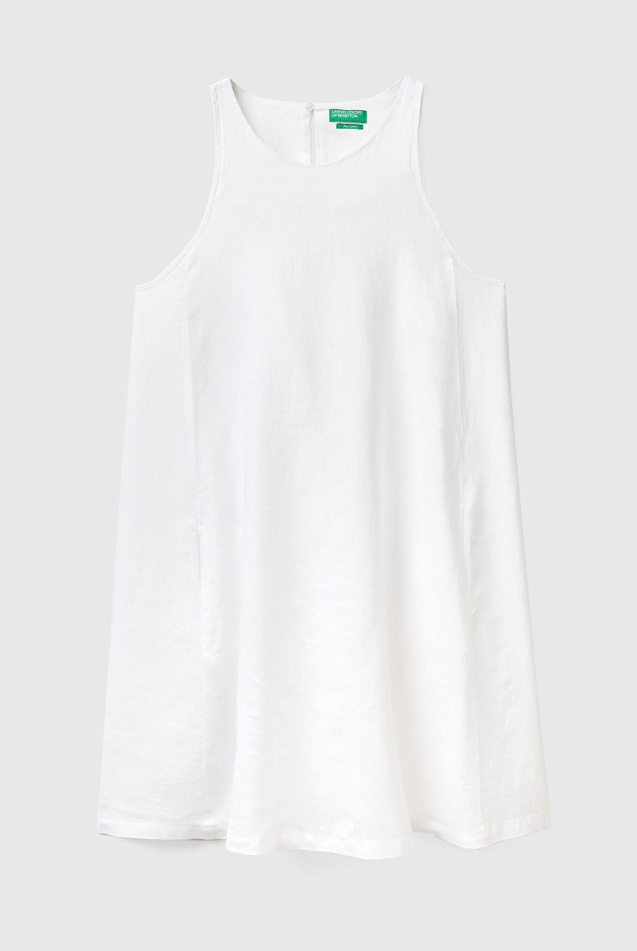 يونايتد كولورز اوف بينيتون فستان قصير نسائي بدون أكمام من الكتان الخالص