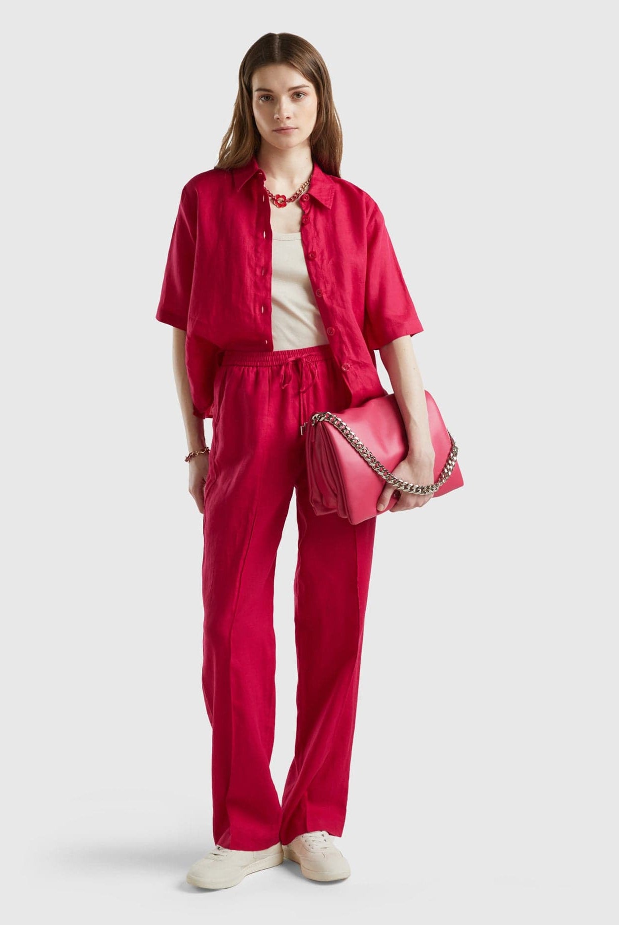 يونايتد كولورز اوف بينيتون قميص قصير من الكتان الخالص