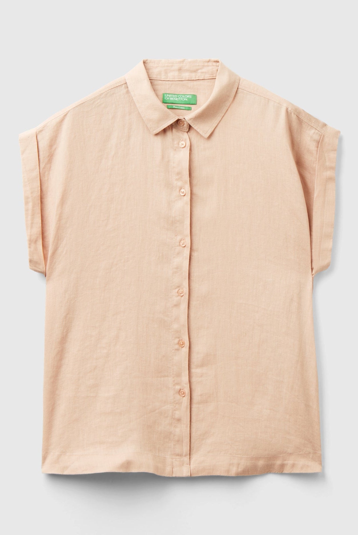 خصومات يونايتد كولورز اوف بينيتون قميص كتان 100% بأكمام قصيرة