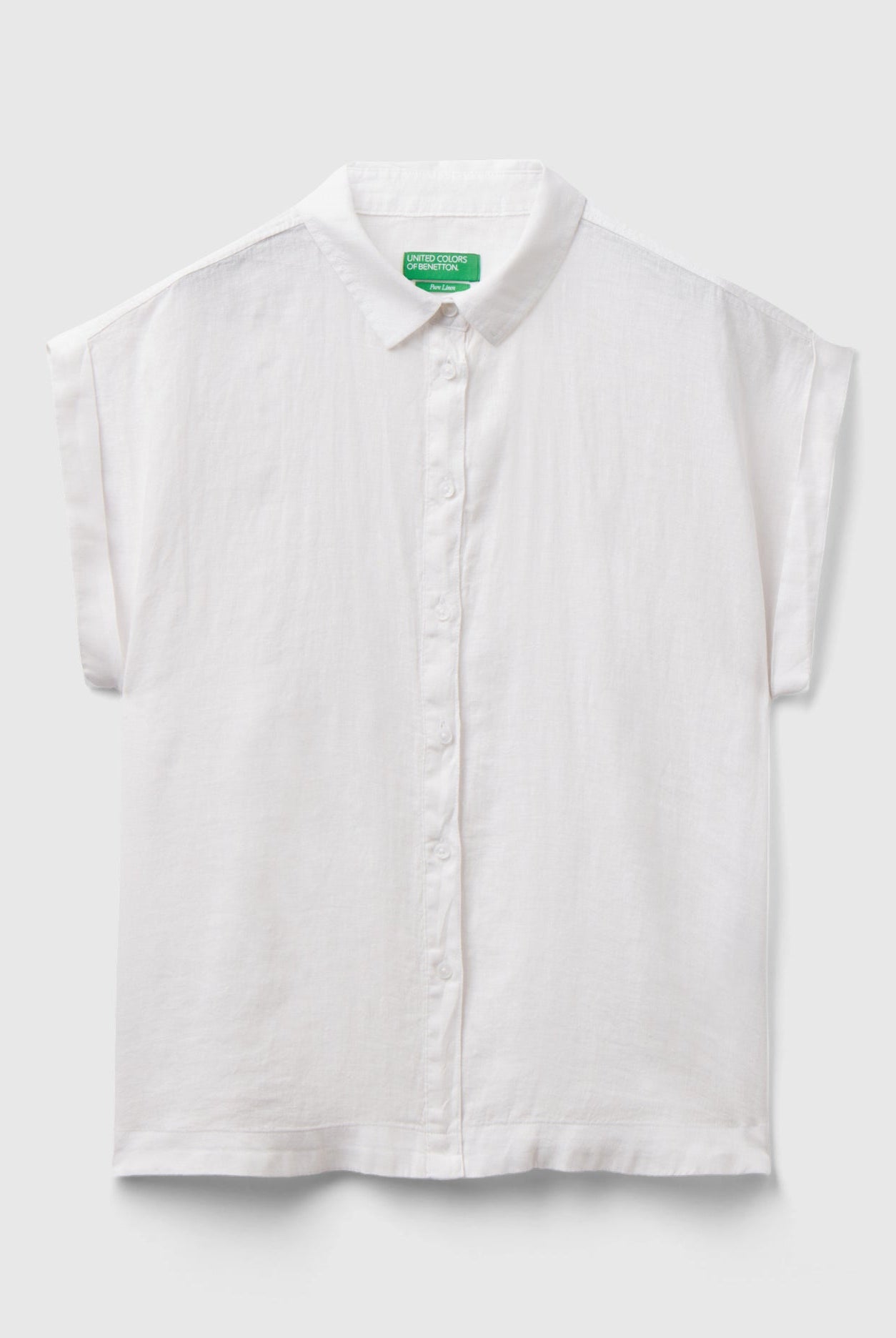 خصومات يونايتد كولورز اوف بينيتون قميص كتان 100% بأكمام قصيرة