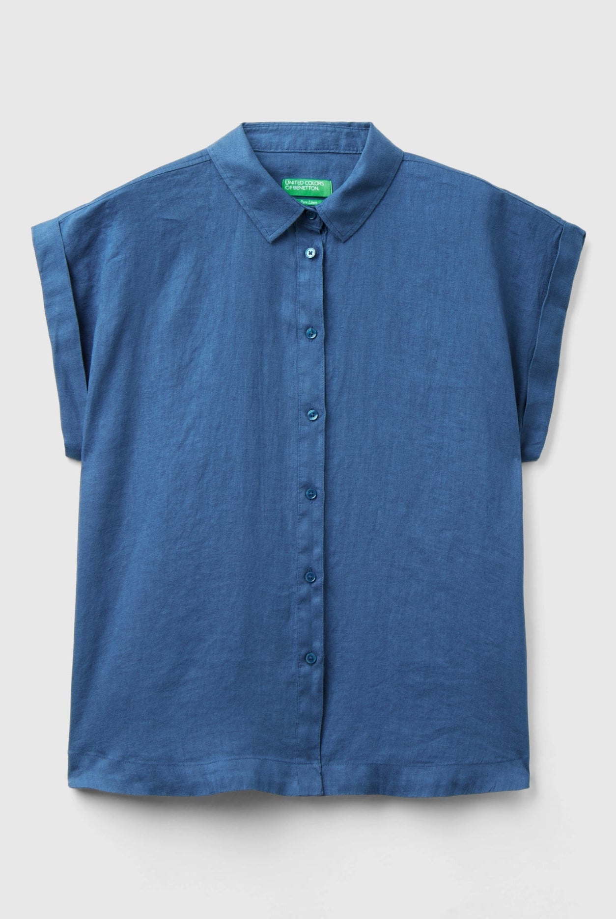 خصومات يونايتد كولورز اوف بينيتون قميص كتان 100% بأكمام قصيرة