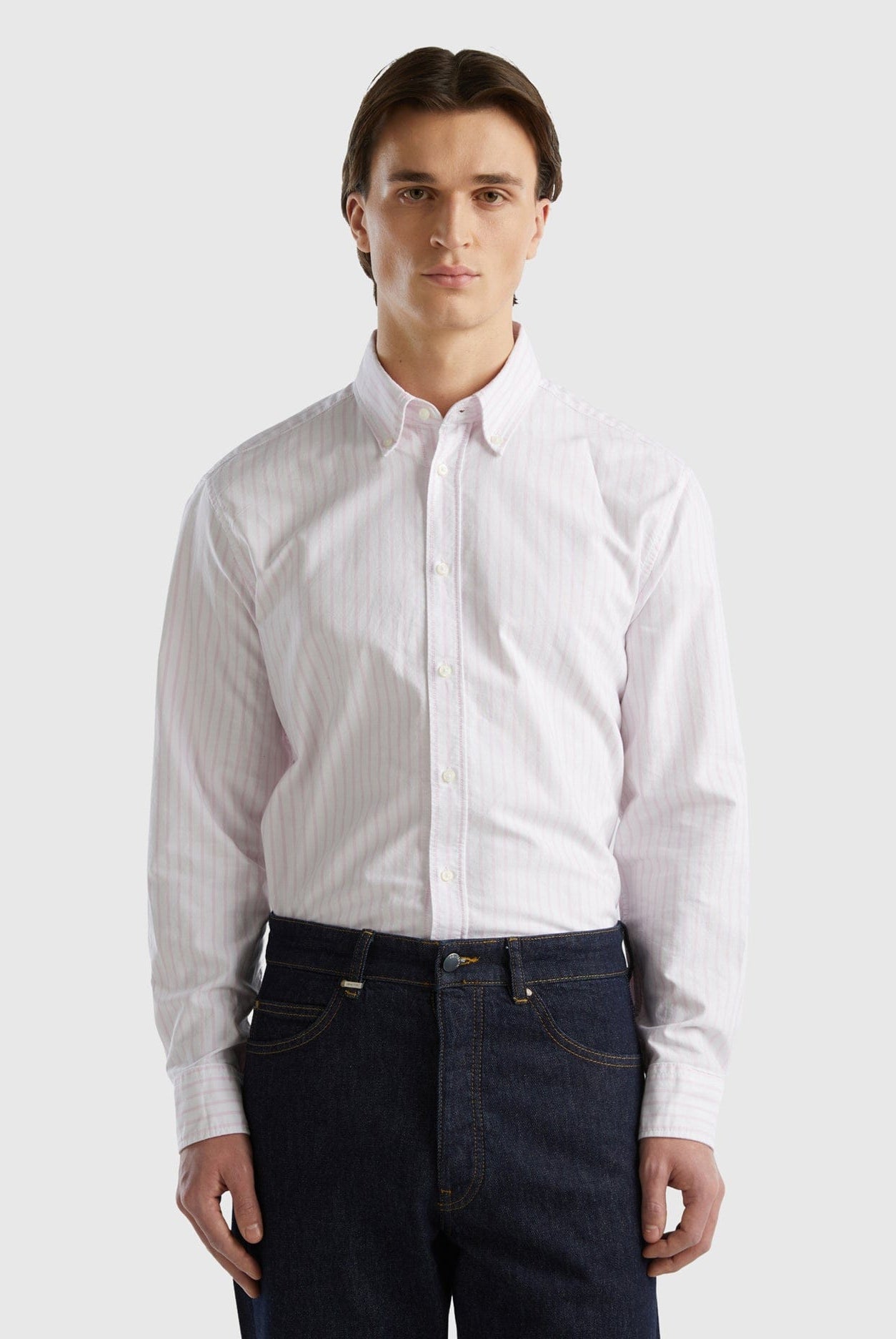 يونايتد كولورز اوف بينيتون قميص مخطط بالطول من القطن الخالص 100% رجالي