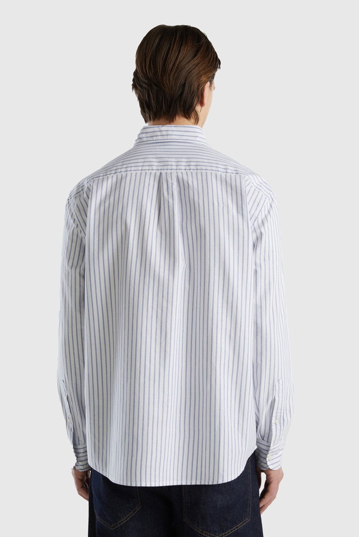 يونايتد كولورز اوف بينيتون قميص مخطط بالطول من القطن الخالص 100% رجالي