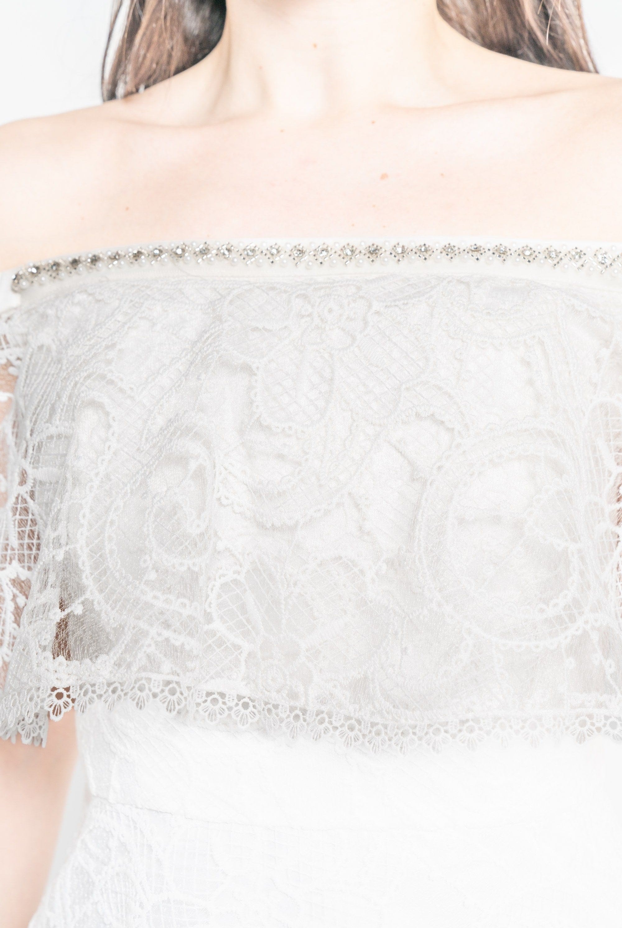 نتشي فستان ميدي بأكمام قصيرة أوف شولدر لامع نسائي