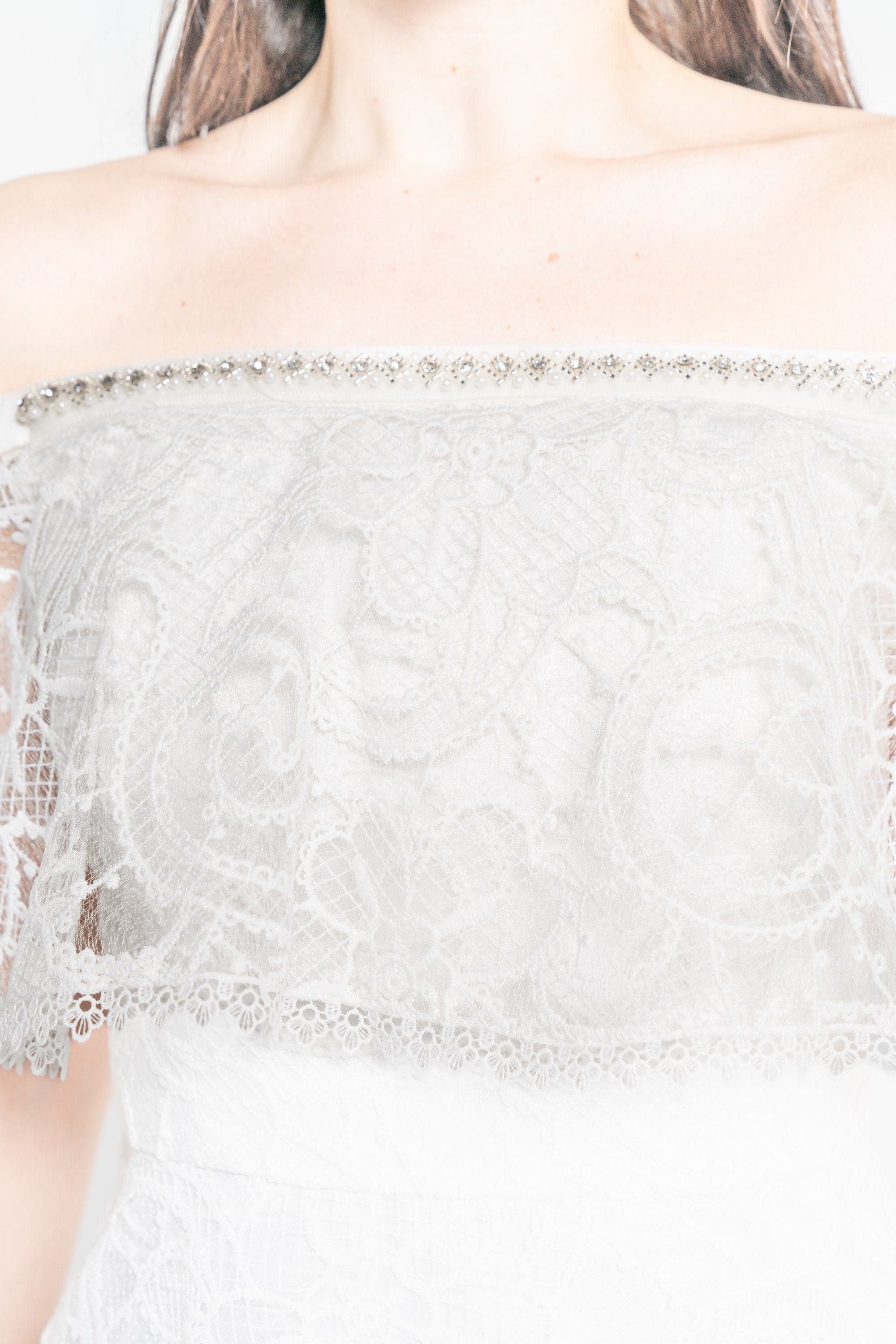 نتشي فستان ميدي بأكمام قصيرة أوف شولدر لامع نسائي