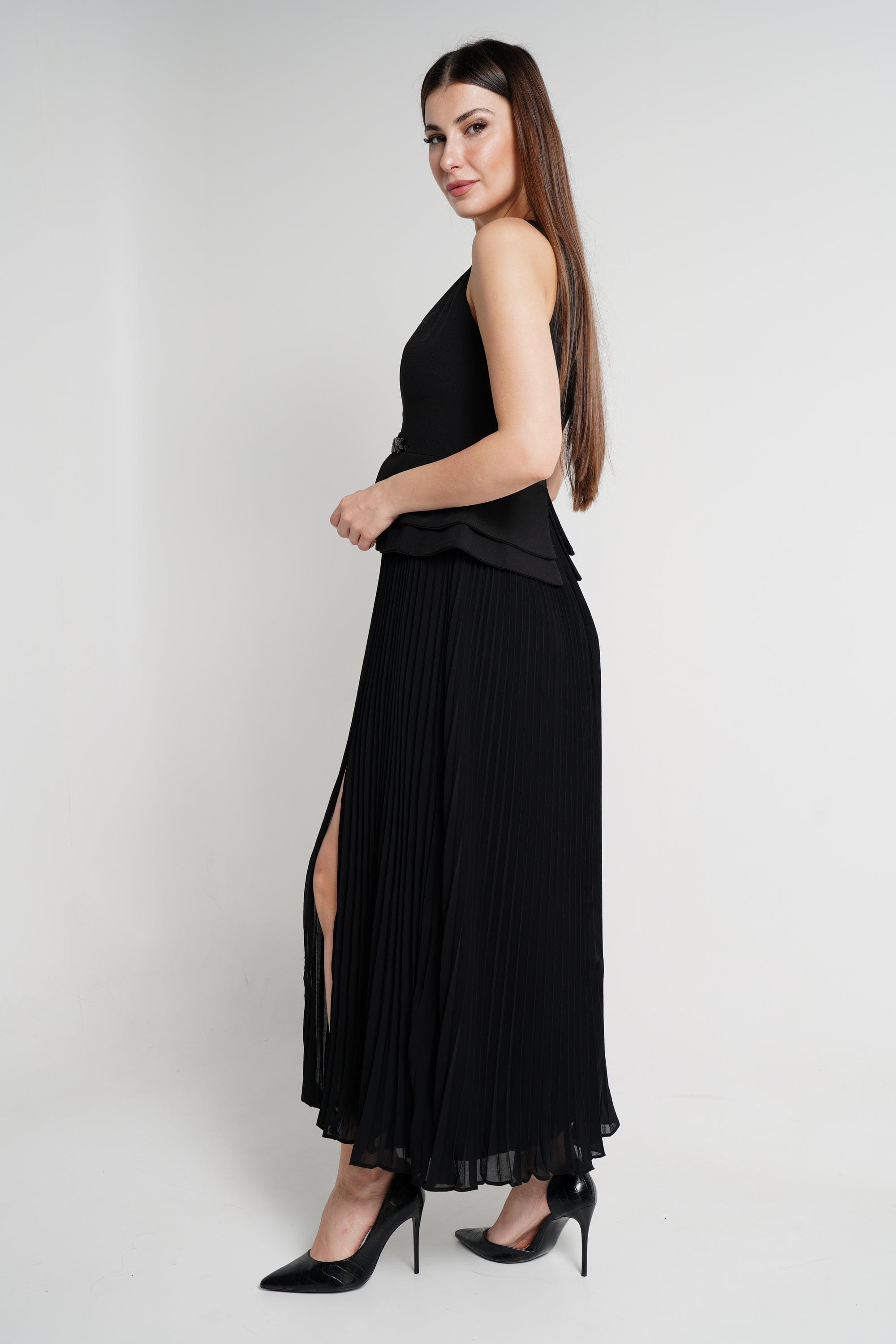 نتشي فستان ماكسي بدون أكمام بتوكة أمامية نسائي