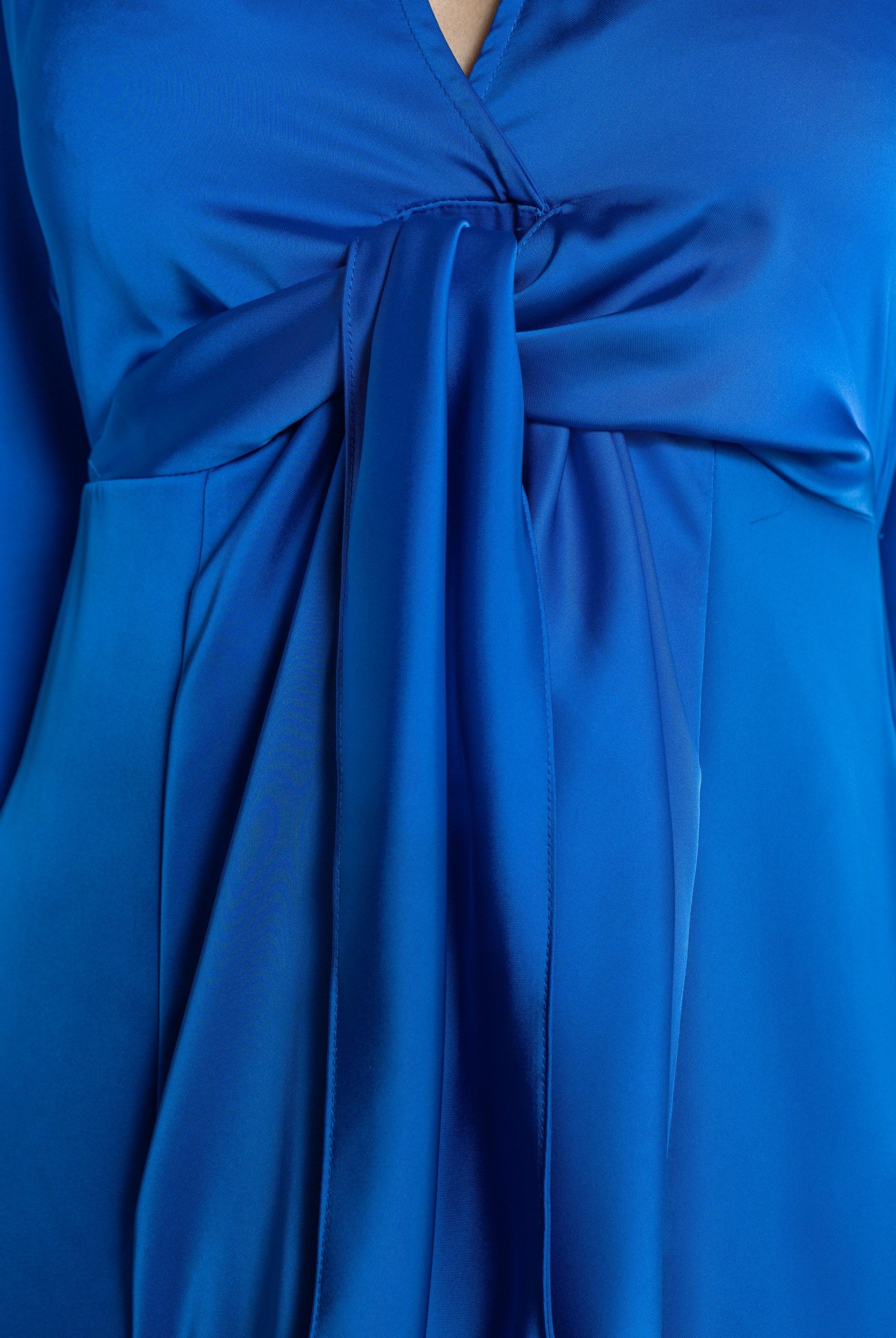 نتشي فستان ميدي بأكمام طويلة بربطة صدر نسائي