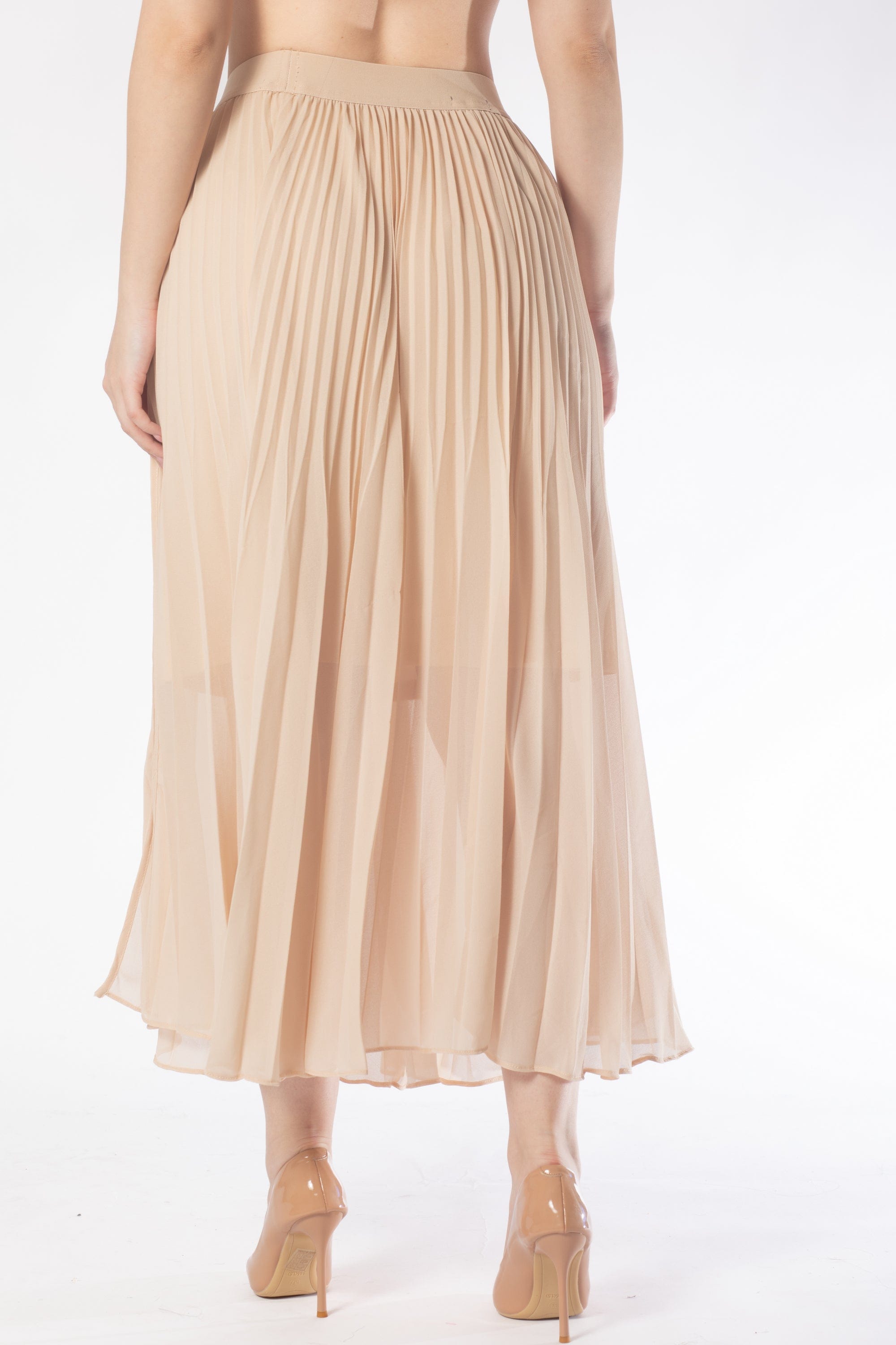 تنورة ميدي بكسرات سادة نسائي