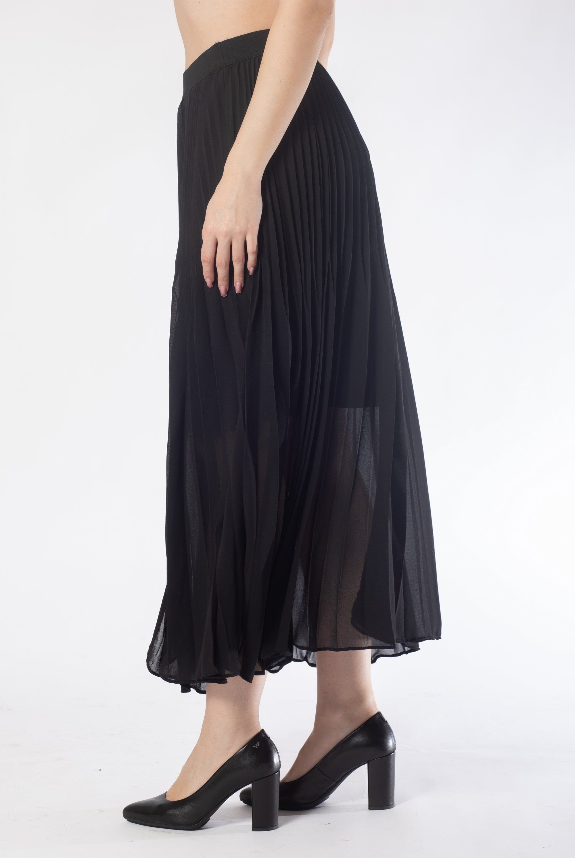 تنورة ميدي بكسرات سادة نسائي