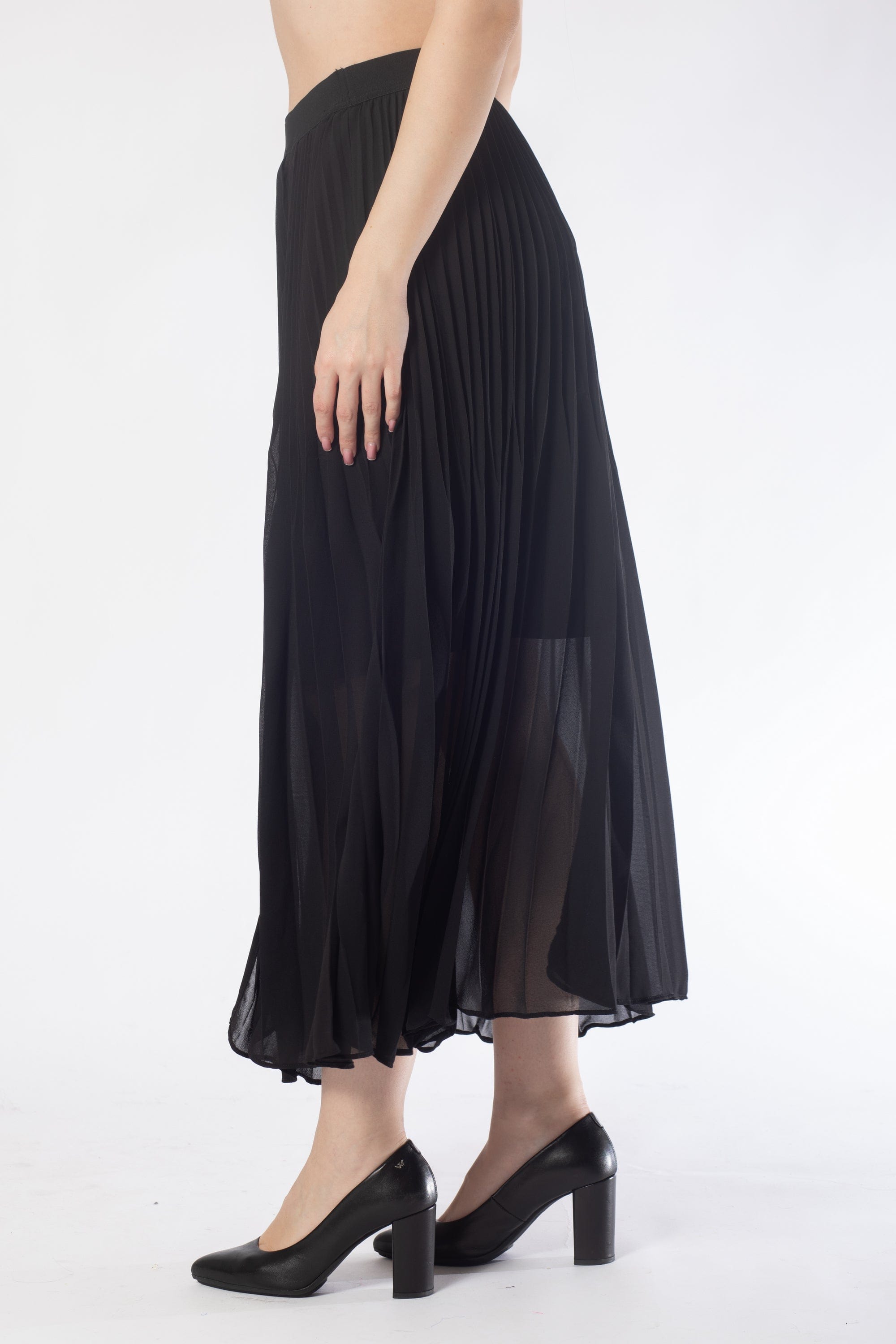 تنورة ميدي بكسرات سادة نسائي