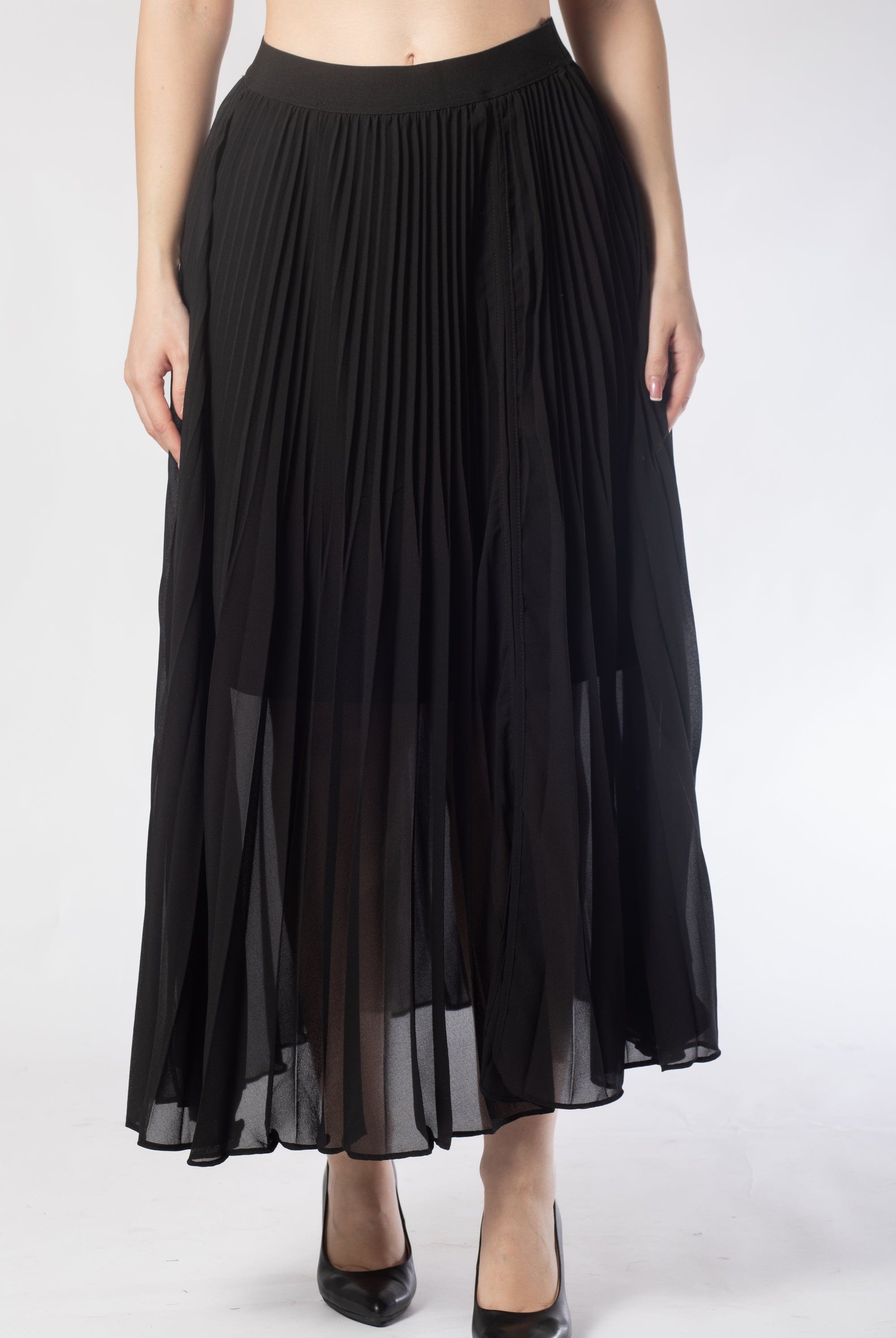 تنورة ميدي بكسرات سادة نسائي