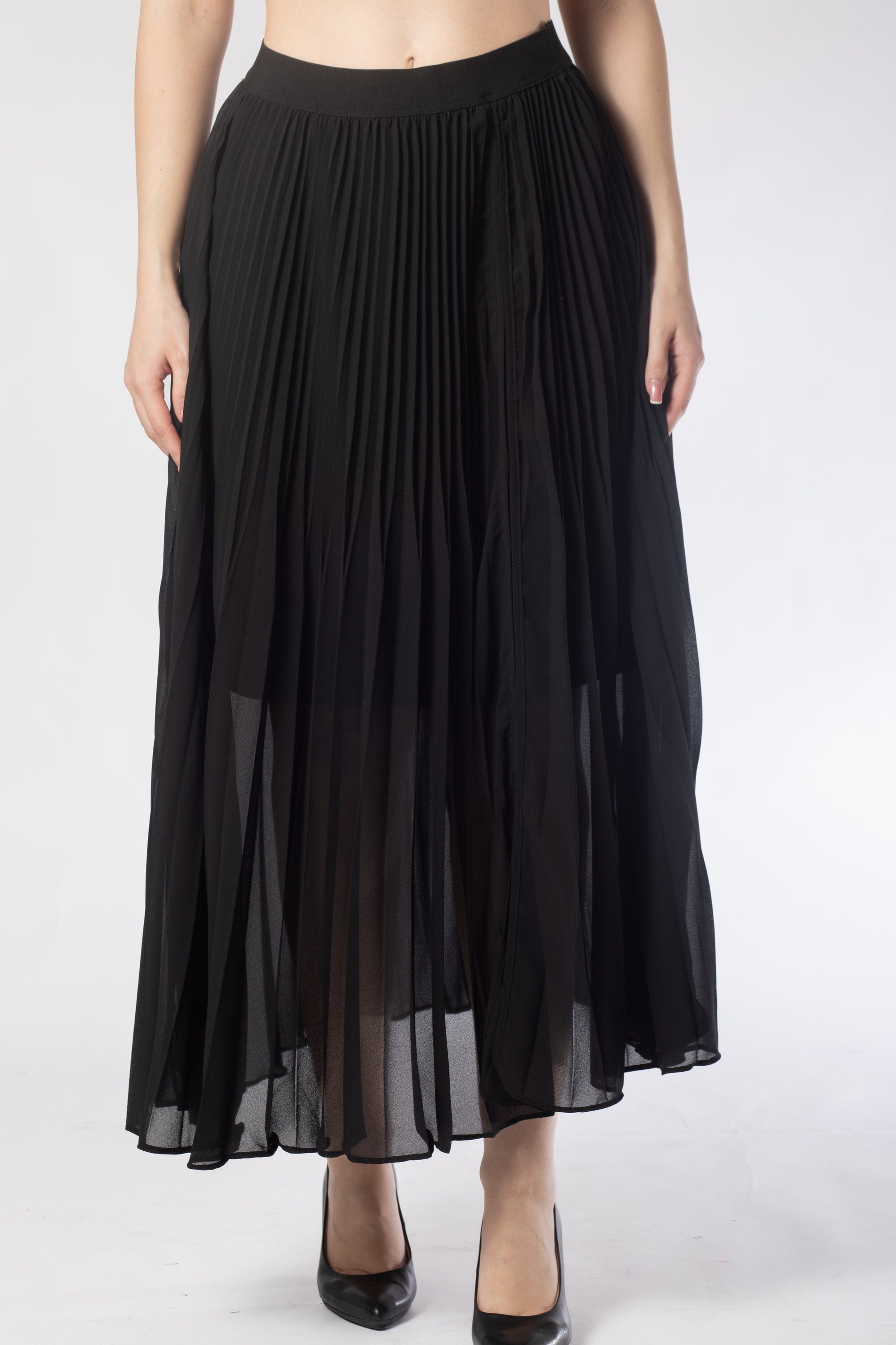 تنورة ميدي بكسرات سادة نسائي