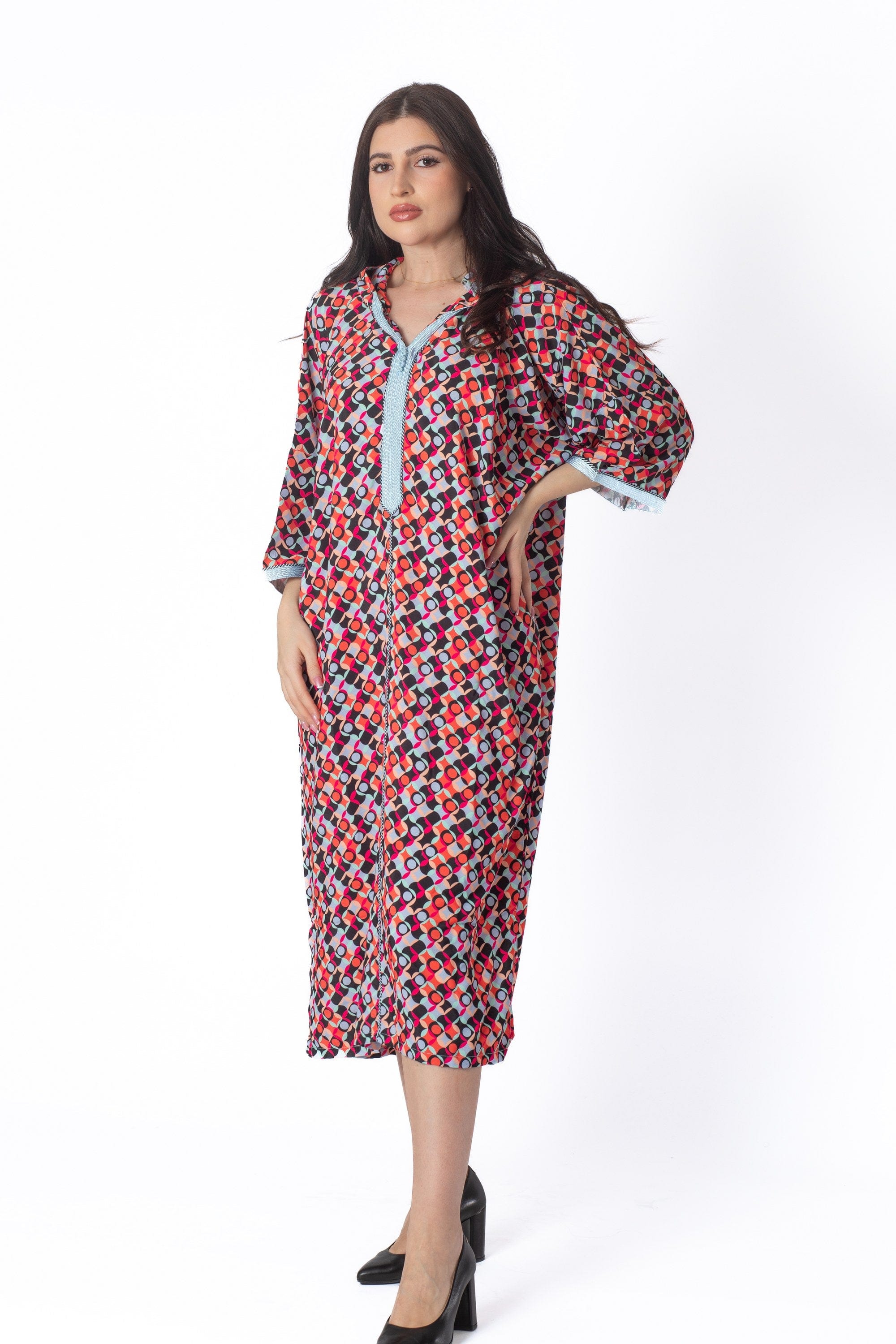 ديامانتين جلابة ملونة 3/4 كم قصيرة نسائي متعدد الألوان