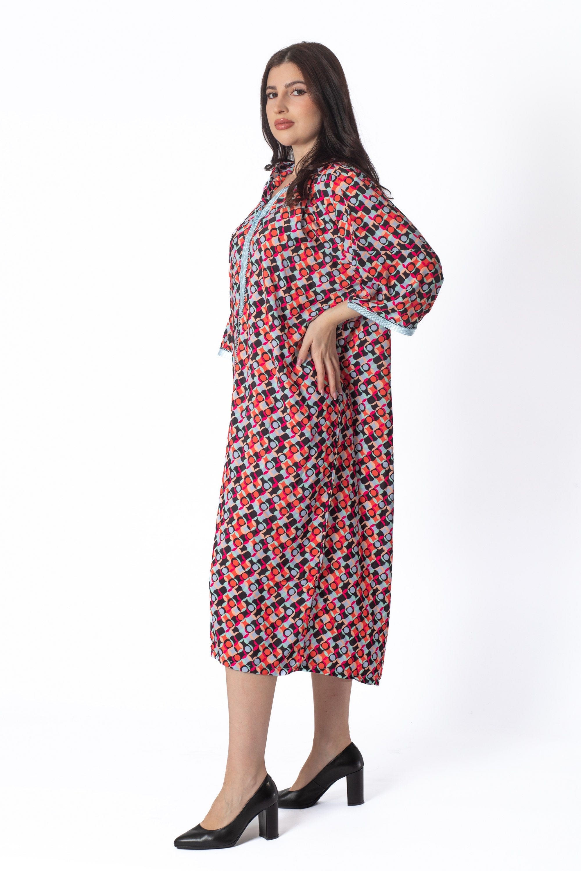 ديامانتين جلابة ملونة 3/4 كم قصيرة نسائي متعدد الألوان