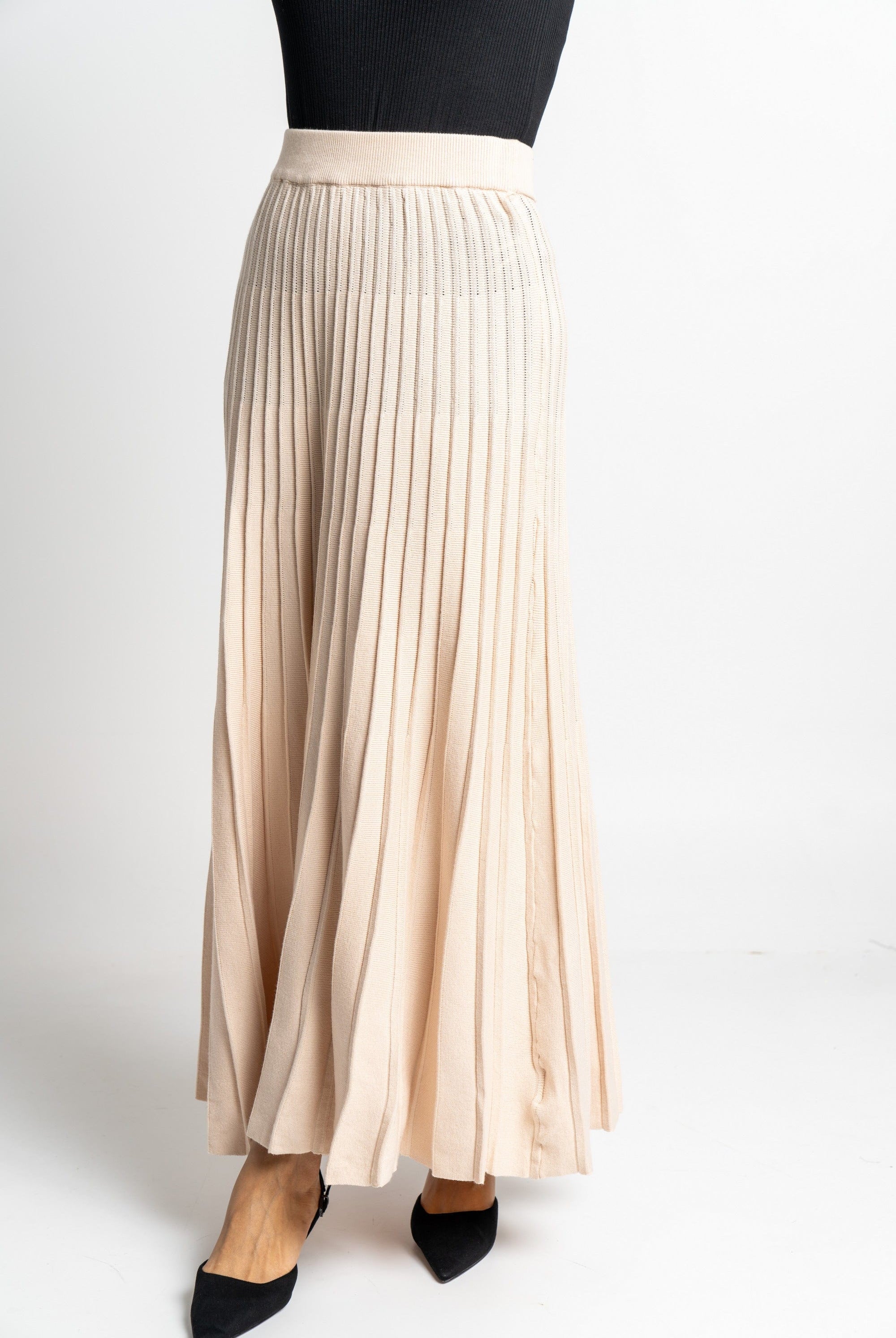 نتشي تنورة ميدي مضلعة سادة نسائي