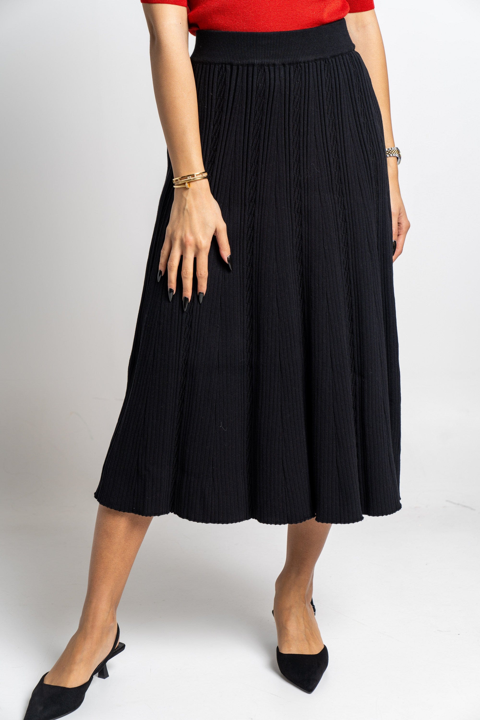 نتشي تنورة ميدي سادة منفوشة خصر مرتفع نسائية