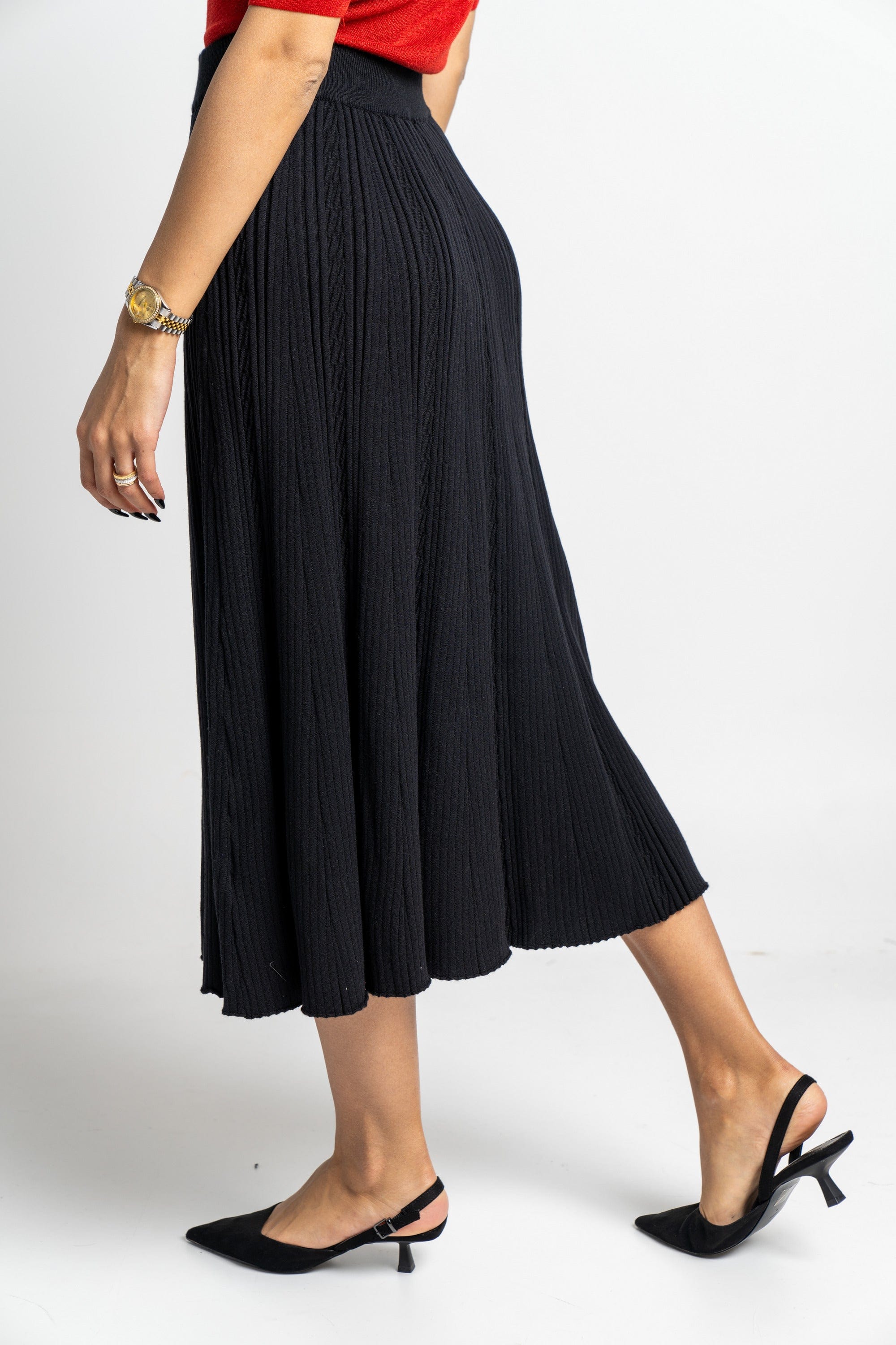 نتشي تنورة ميدي سادة منفوشة خصر مرتفع نسائية