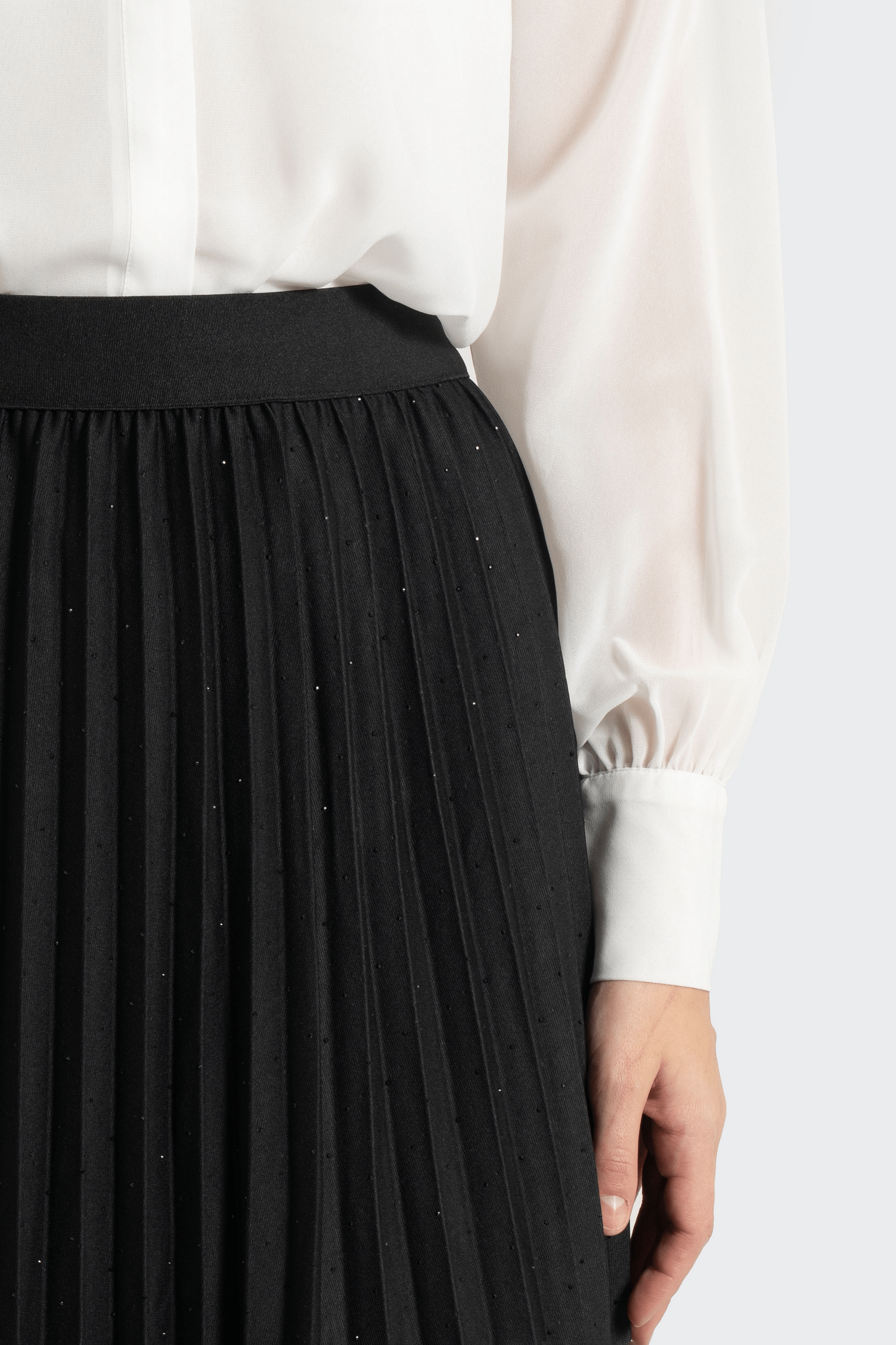 Fashion تنورة ميدي بليسية بترتر بخصر مطاطي